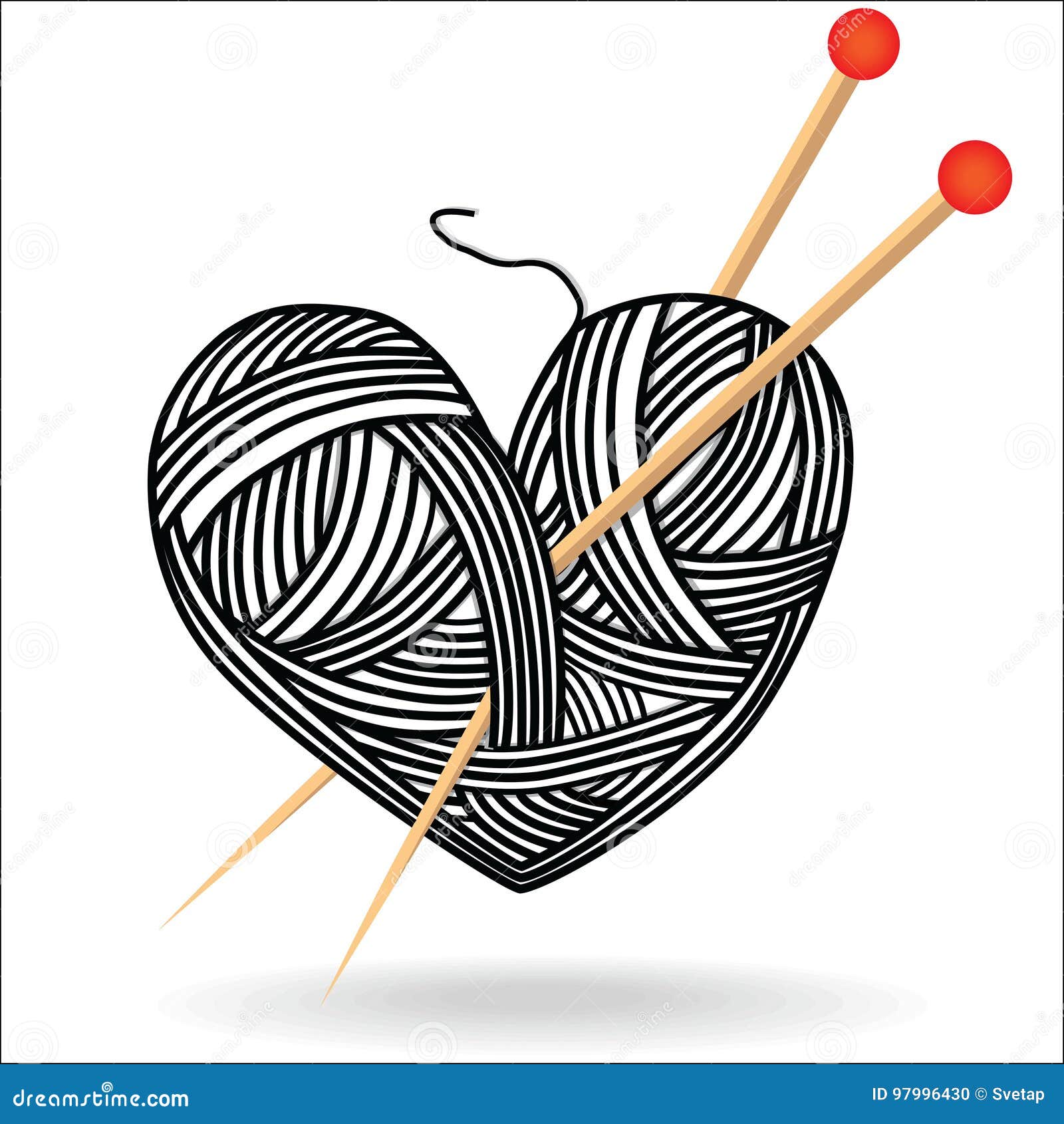 Heart Wool Knitting Needle Isolates Hobby Handcraft Logo Stock Vector ...