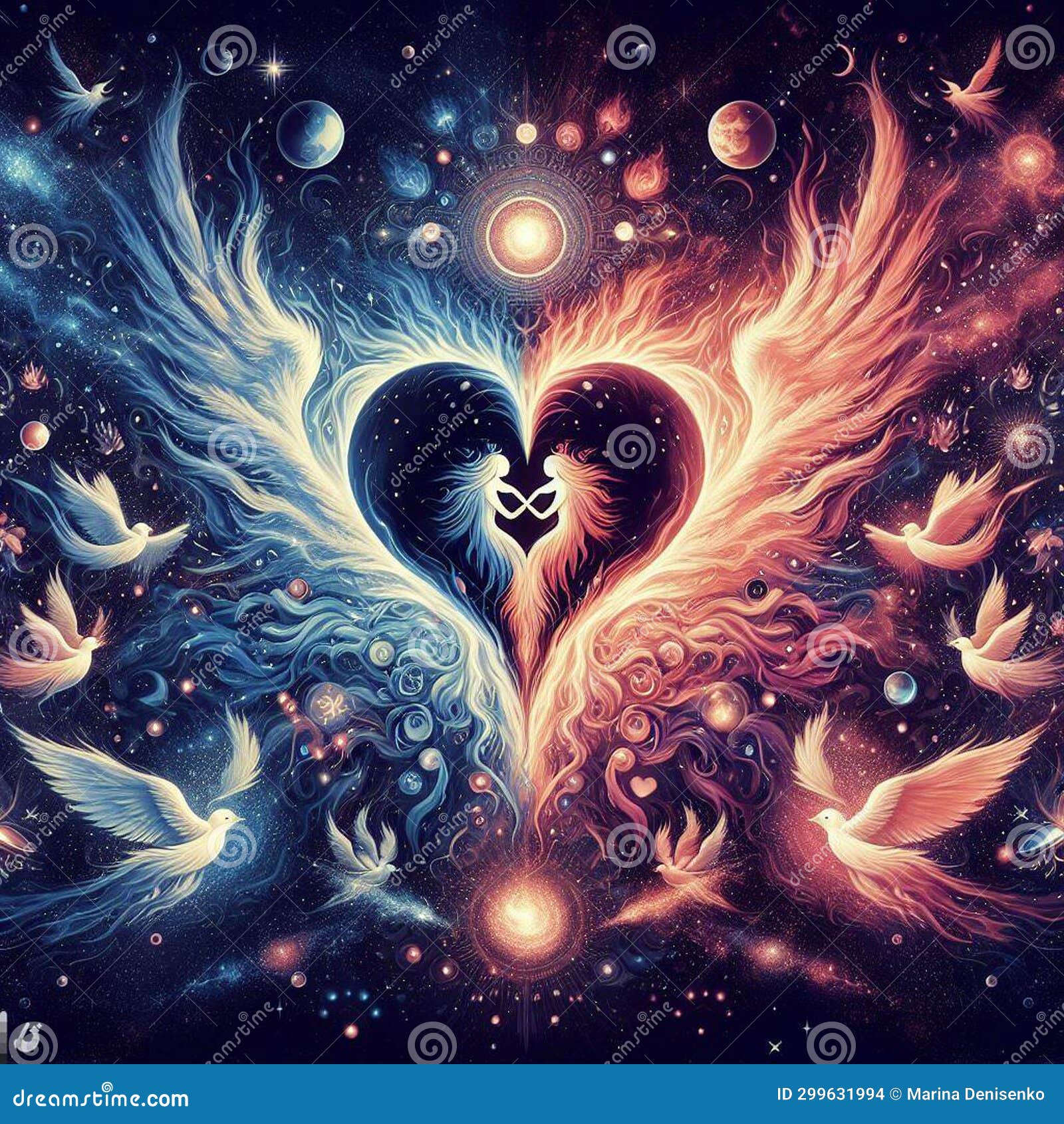 Heart with Yin Yang Symbols. Twin Flame. Unity of Opposites. the ...