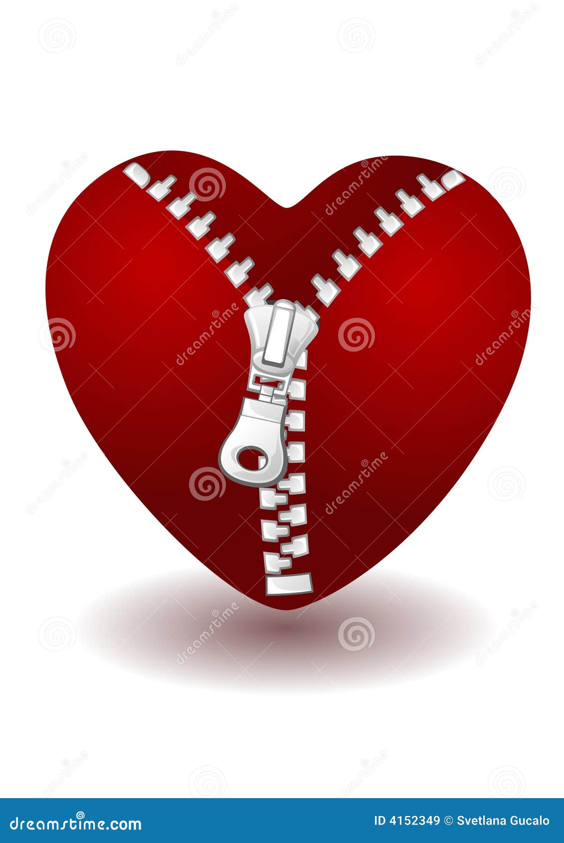 Heart with zipper stock vector. Illustration of passion - 4152349