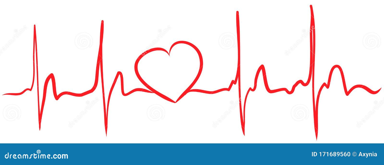 Heartbeat Continuous Line with Shape of Heart Drawn by Hand in Red ...