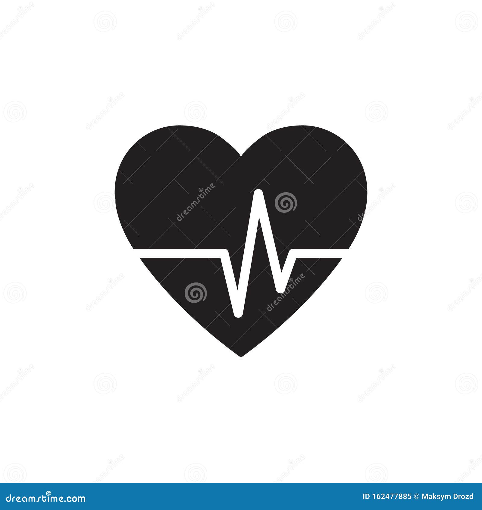 Heartbeat Heart Beat Pulse Cardiogram Flat Vector Black Icon