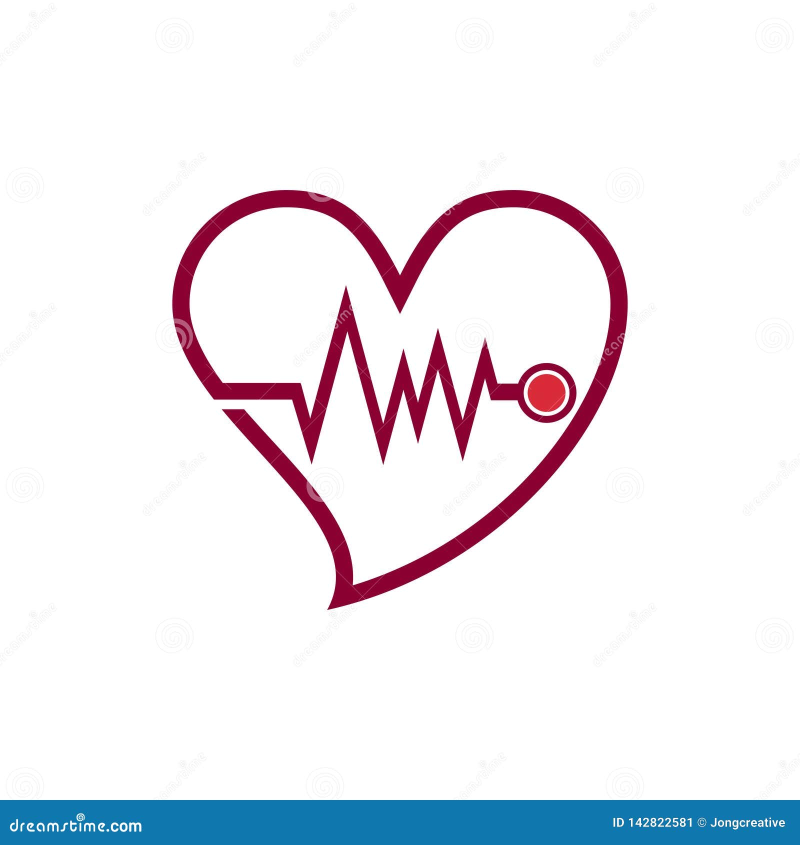 Heartbeat Heart Cardiac Doctor Love Care Line Logo Icon Stock
