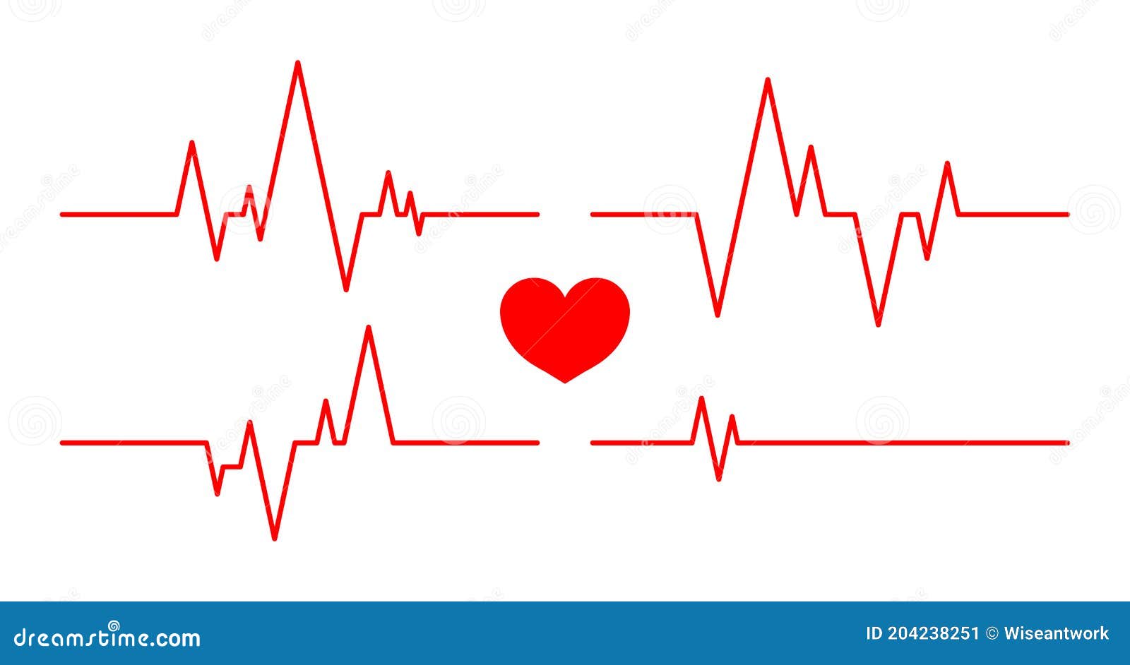 Heartbeat Line. Pulse and Cardiogram on Monitor. Icons of Heart Beat ...