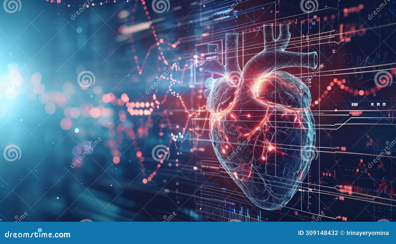 heartbeat line transforming into a digital ai code, ai role in real-time patient monitoring and heart health management