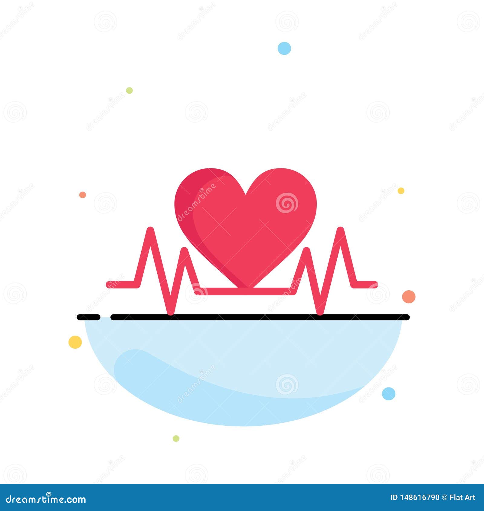 Heartbeat Love Heart Wedding Business Logo Template Flat Color