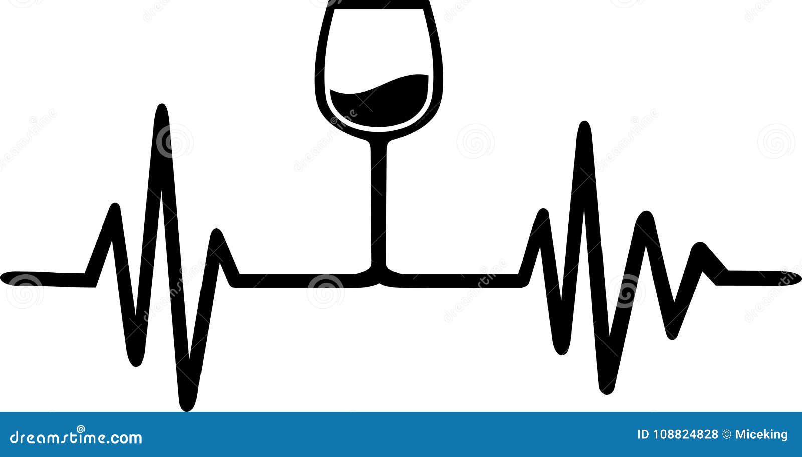 wine glass heartbeat line