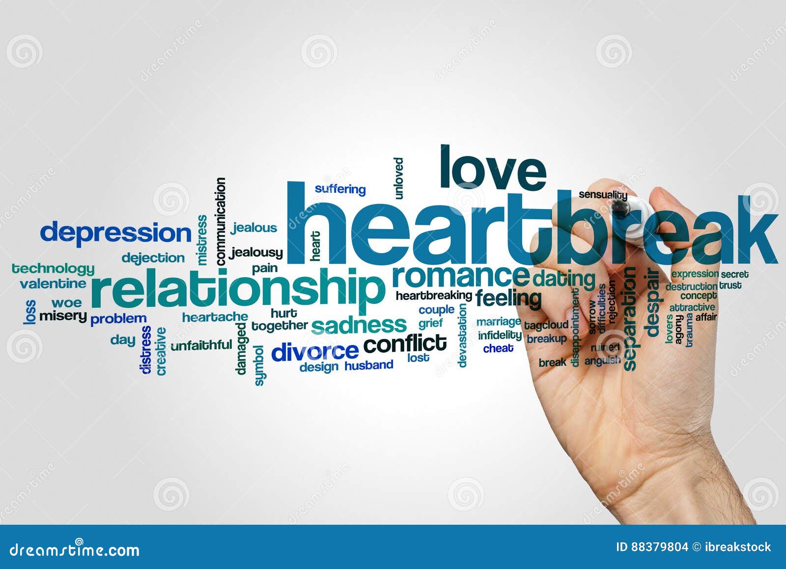 Heartbreak word cloud stock photo. Image of creative 88379804