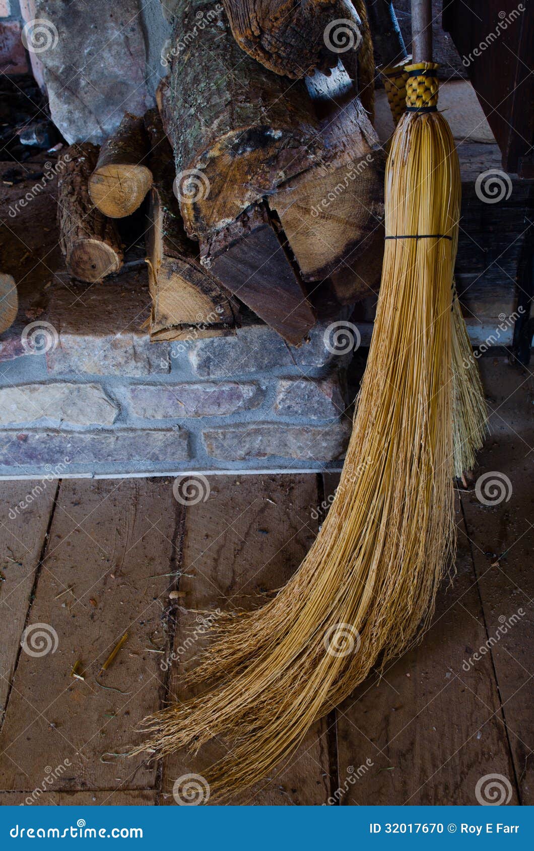 Hearth and Broom stock photo. Image of fireplace, straw 32017670