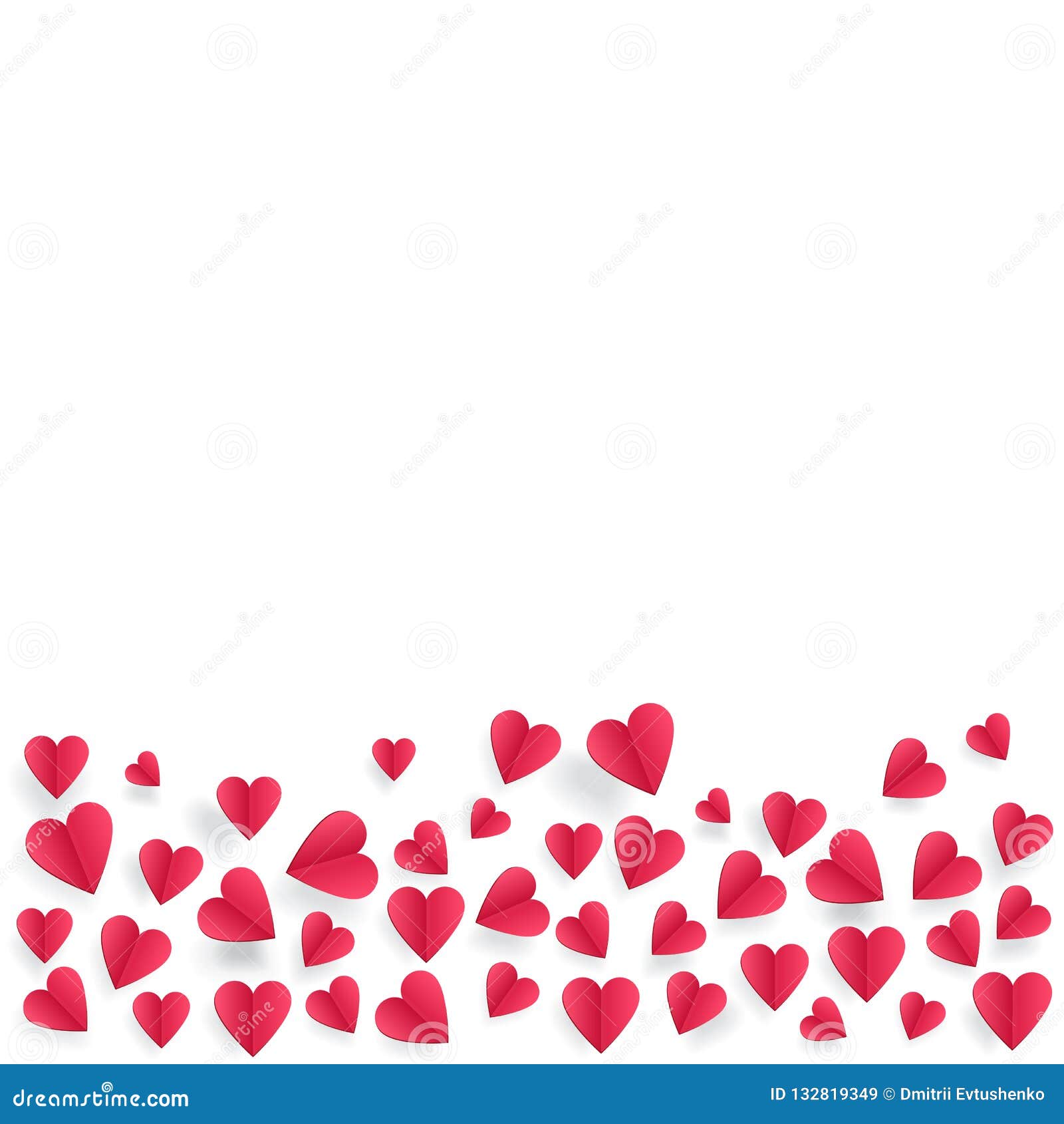 Hearts On Abstract Love Background With Paper Cut Hearts 