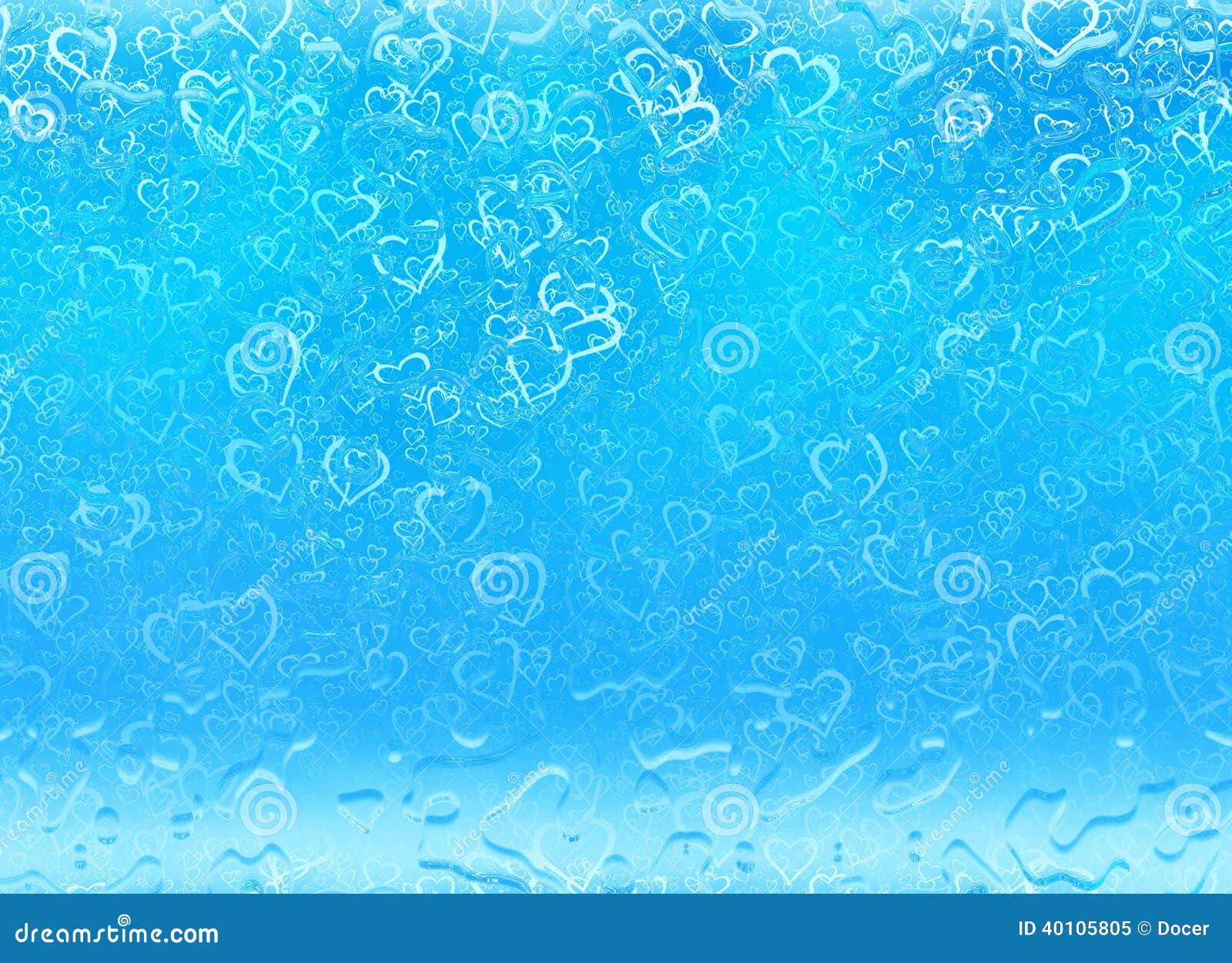 Hearts Background in a Blue Underwater Backgrounds. Love Texture Stock