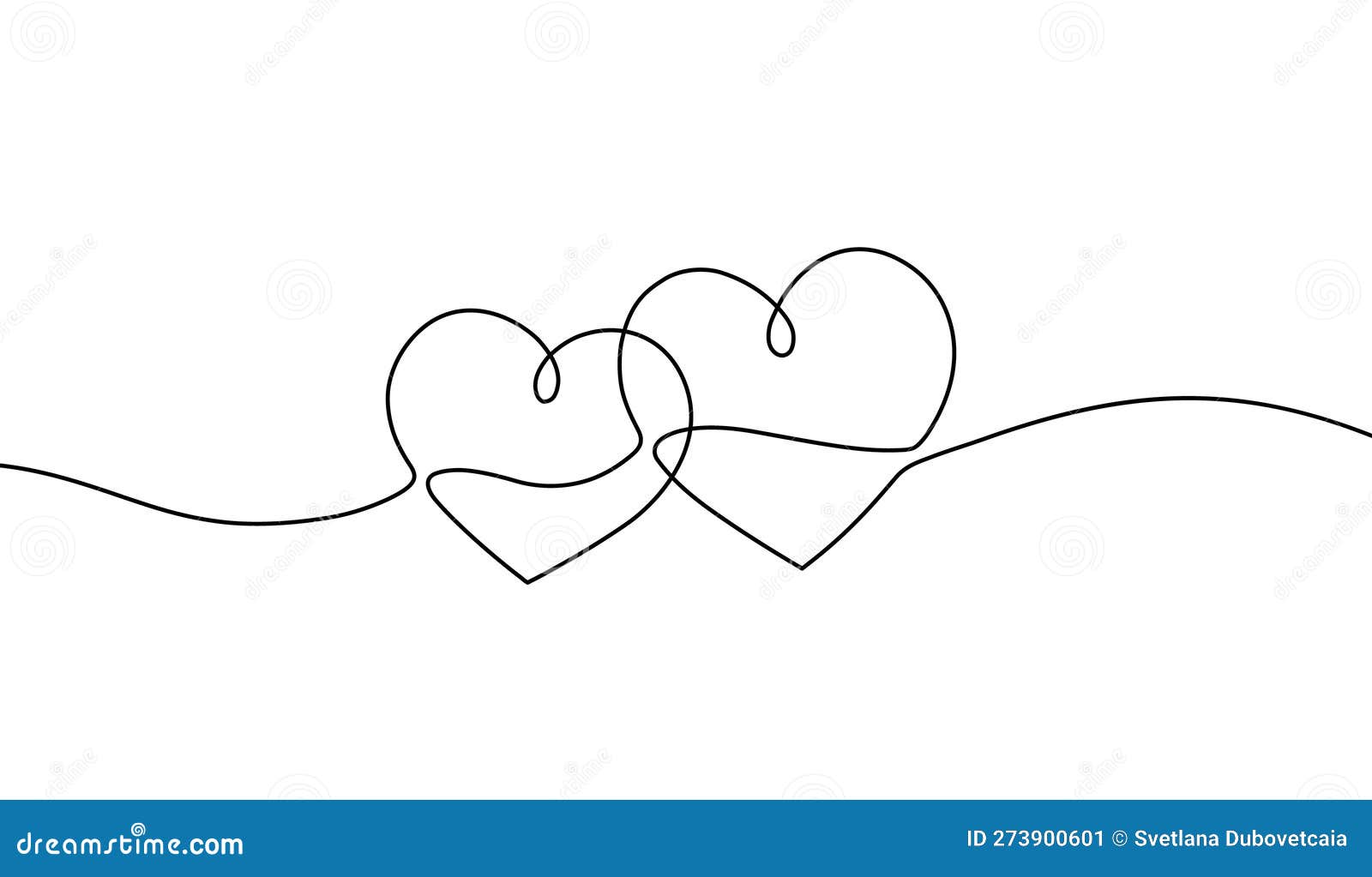Two hearts continuous line drawing hearts couple trendy minimalist