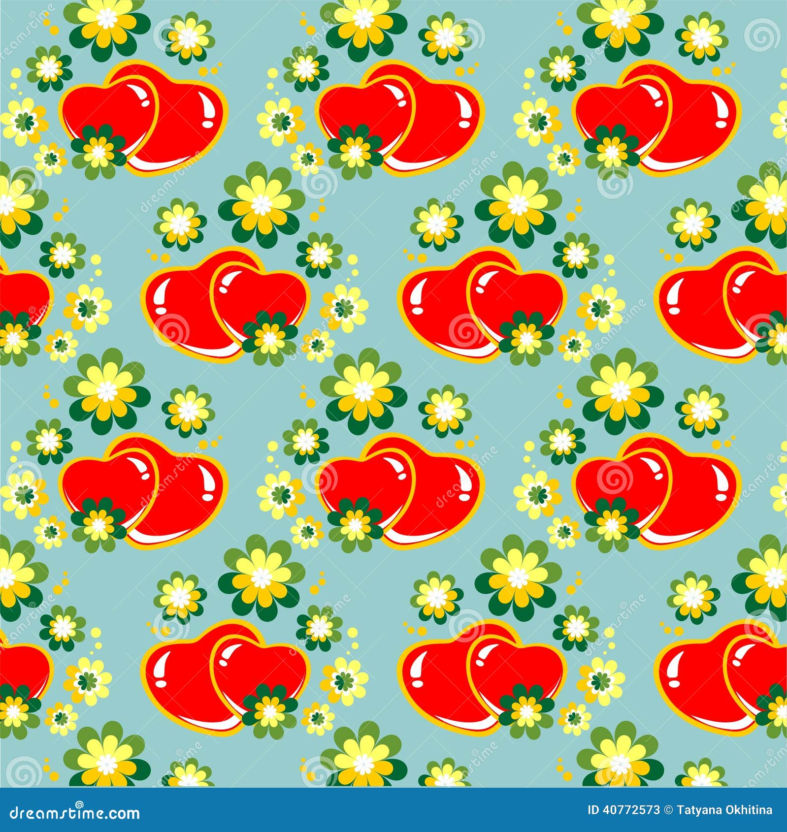 Hearts and Flowers Background Stock Vector Illustration of artistic