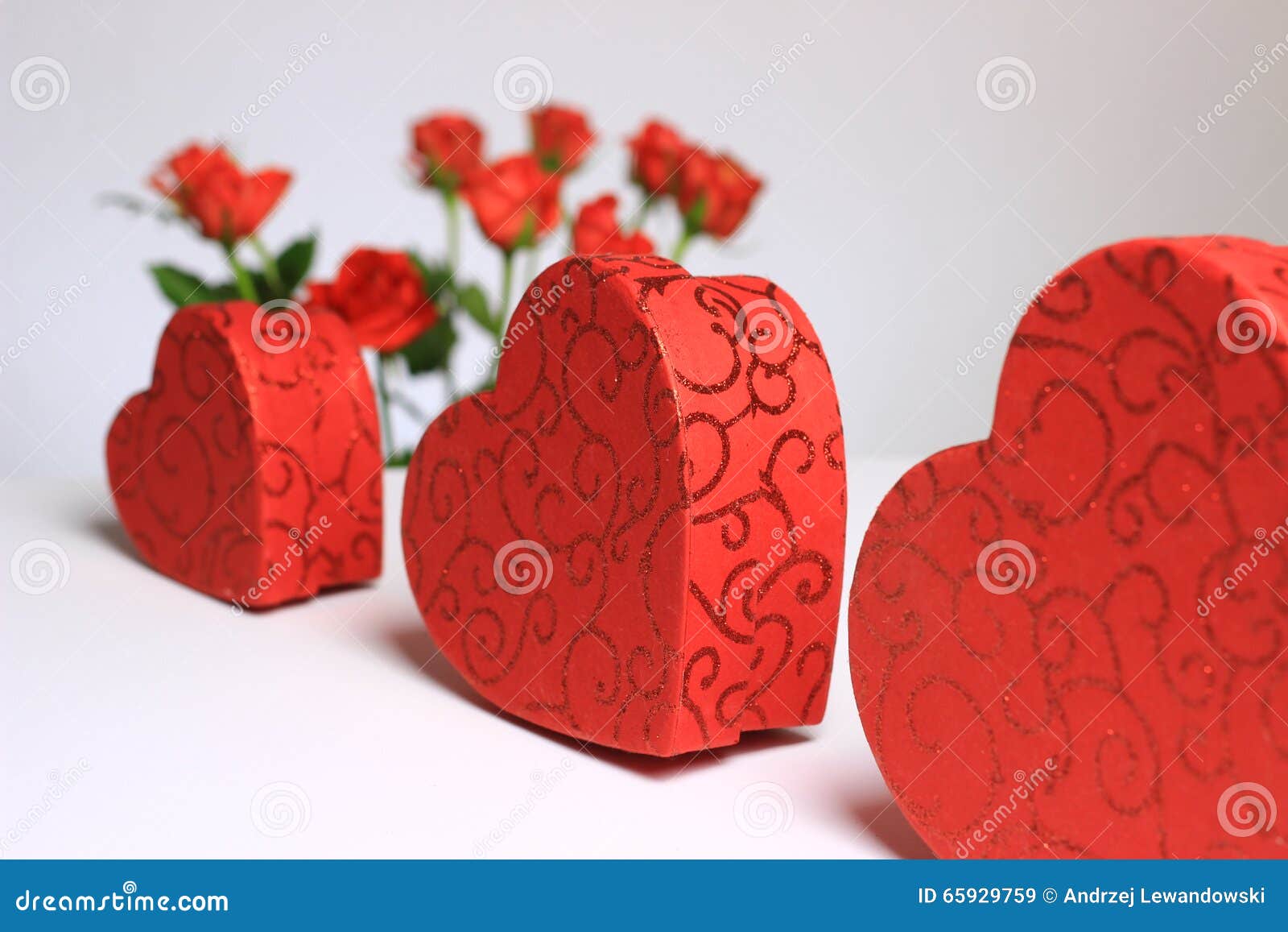 Hearts with flowers on the valentine s day