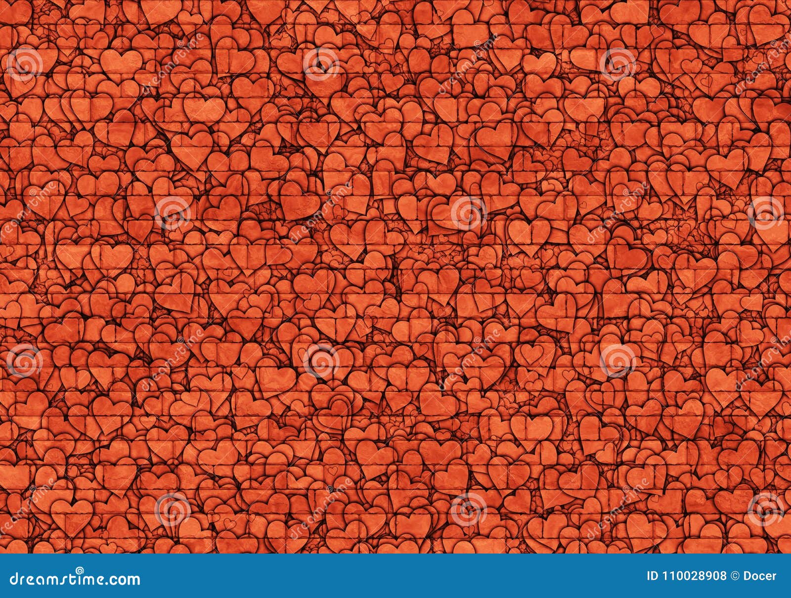 Hearts Graffiti on Brick Wall Stock Illustration Illustration of