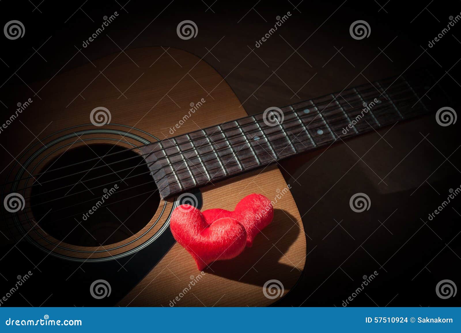 Hearts on guitar. stock photo. Image of shape, beautiful 57510924