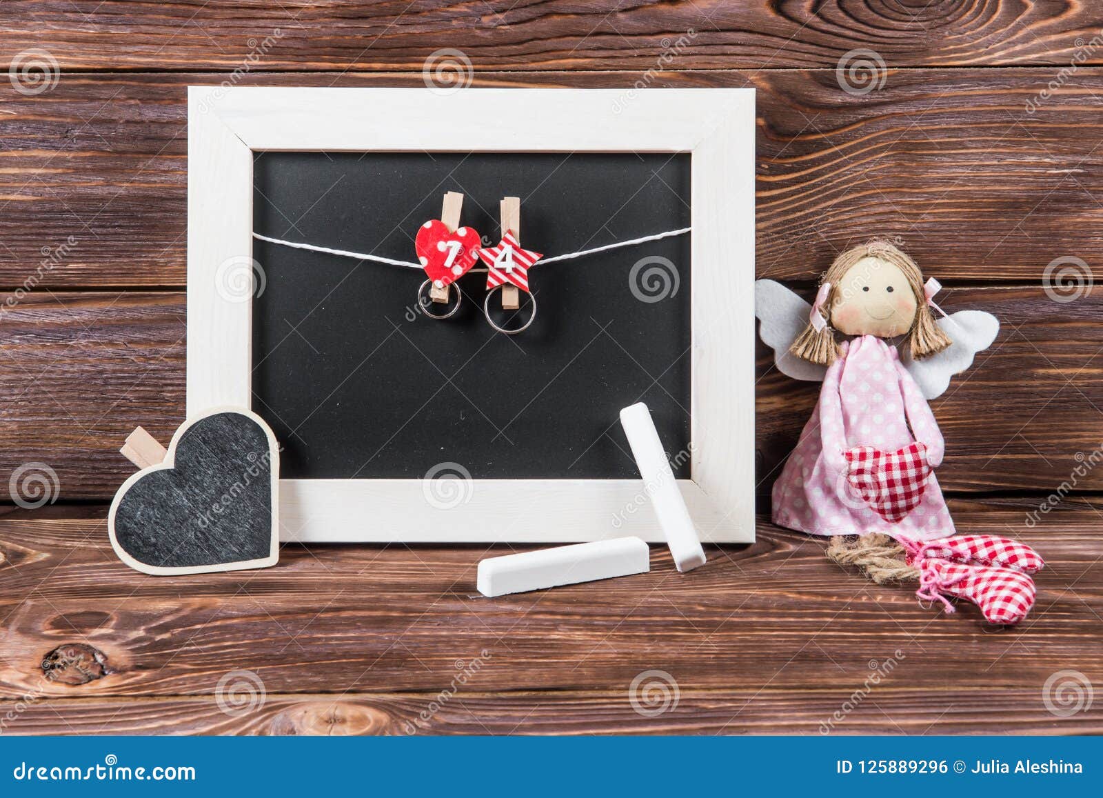 Hearts, Love, Valentine`s Day on a Dark Wooden Rustic Background Stock ...