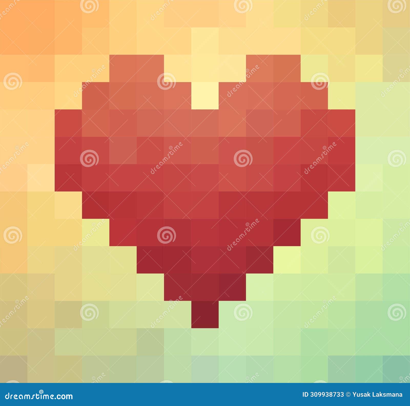hearts pixel on pixellated background.