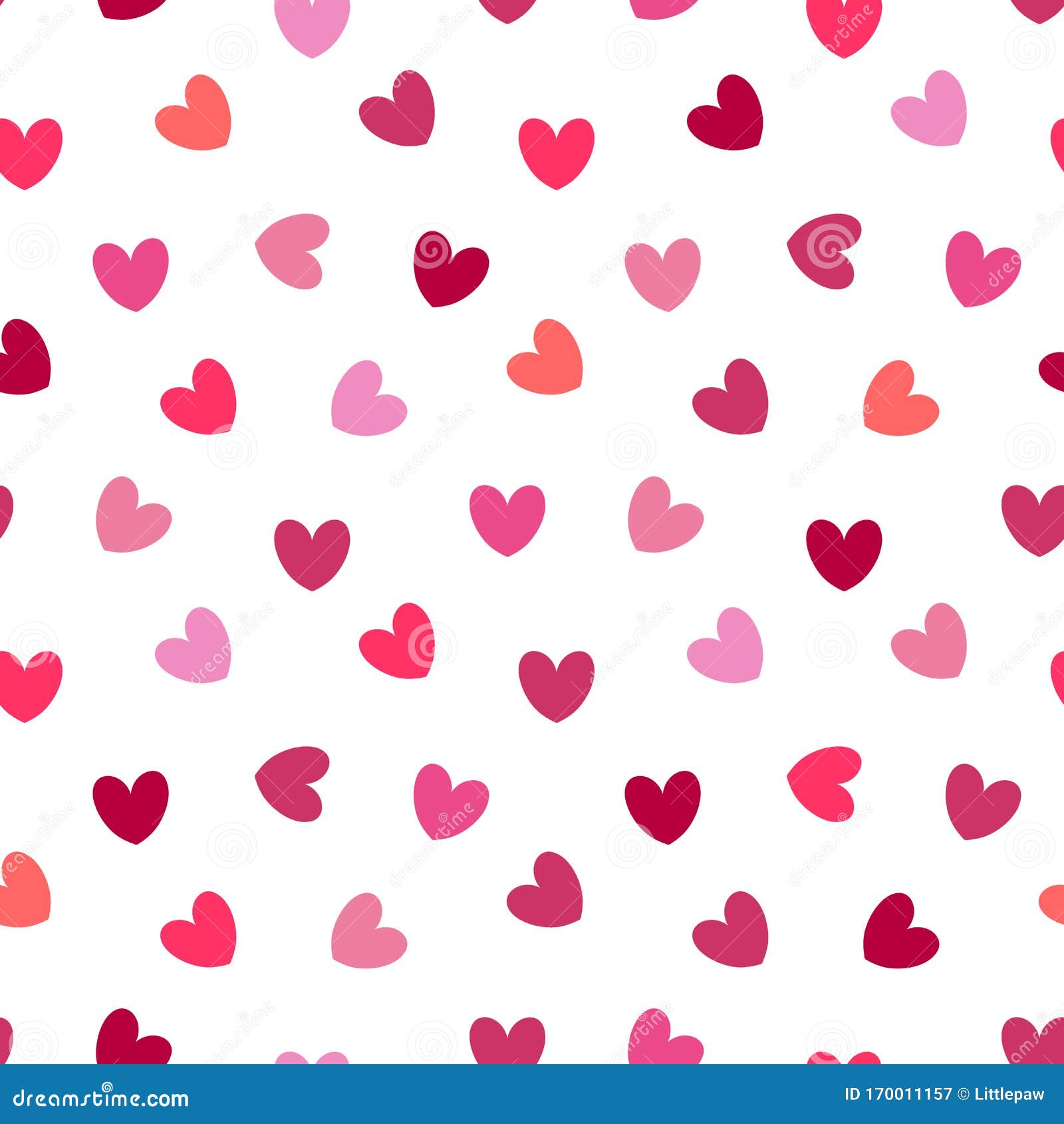 Hearts Romantic Seamless Pattern Background, Cute Valentine Design ...