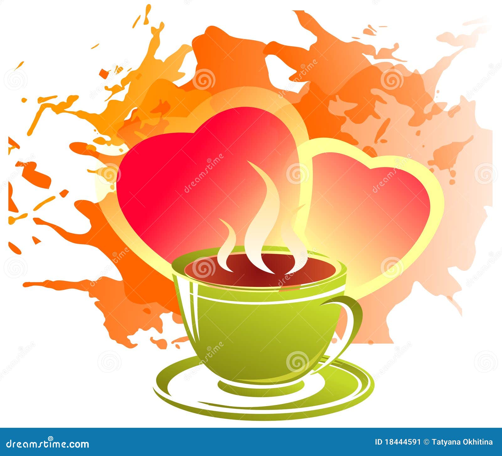 Hearts and tea cup stock illustration. Illustration of conceptual