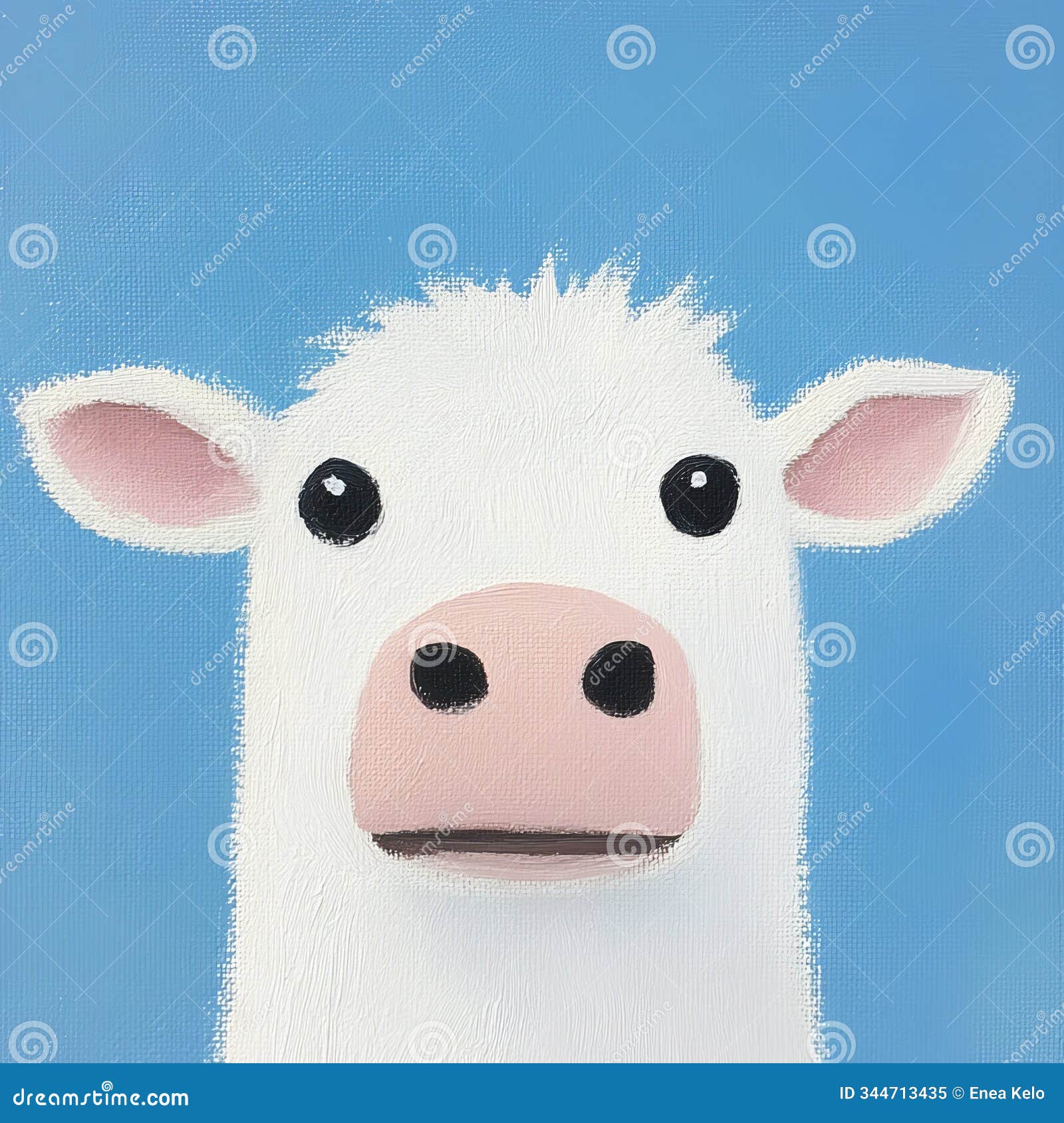 adorable cow close-up doodle portrait with gentle expression
