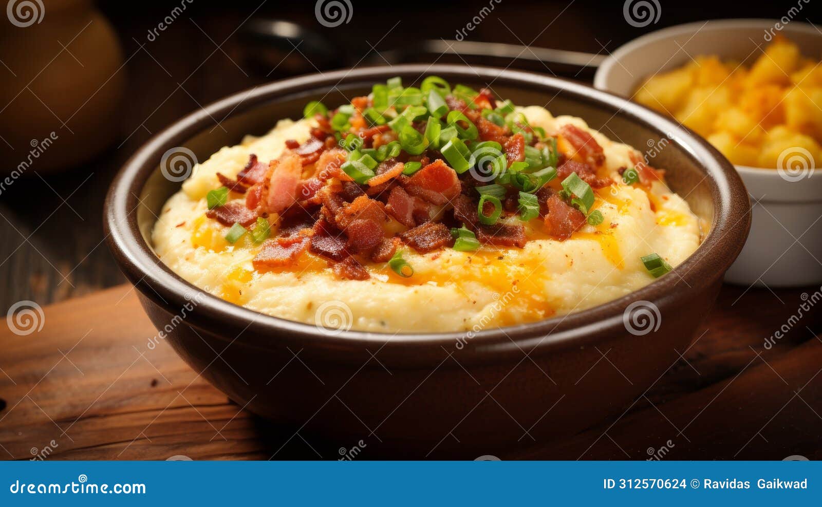 Hearty Bowl of Grits with Delicious Toppings Stock Illustration
