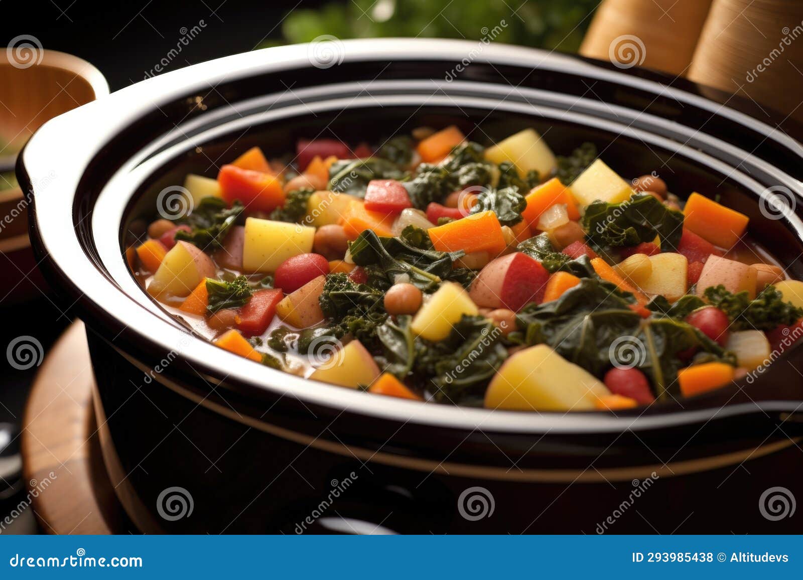A Hearty Vegetable Soup Cooked in a Crock Pot Stock Photo Image of comfort, soup 293985438