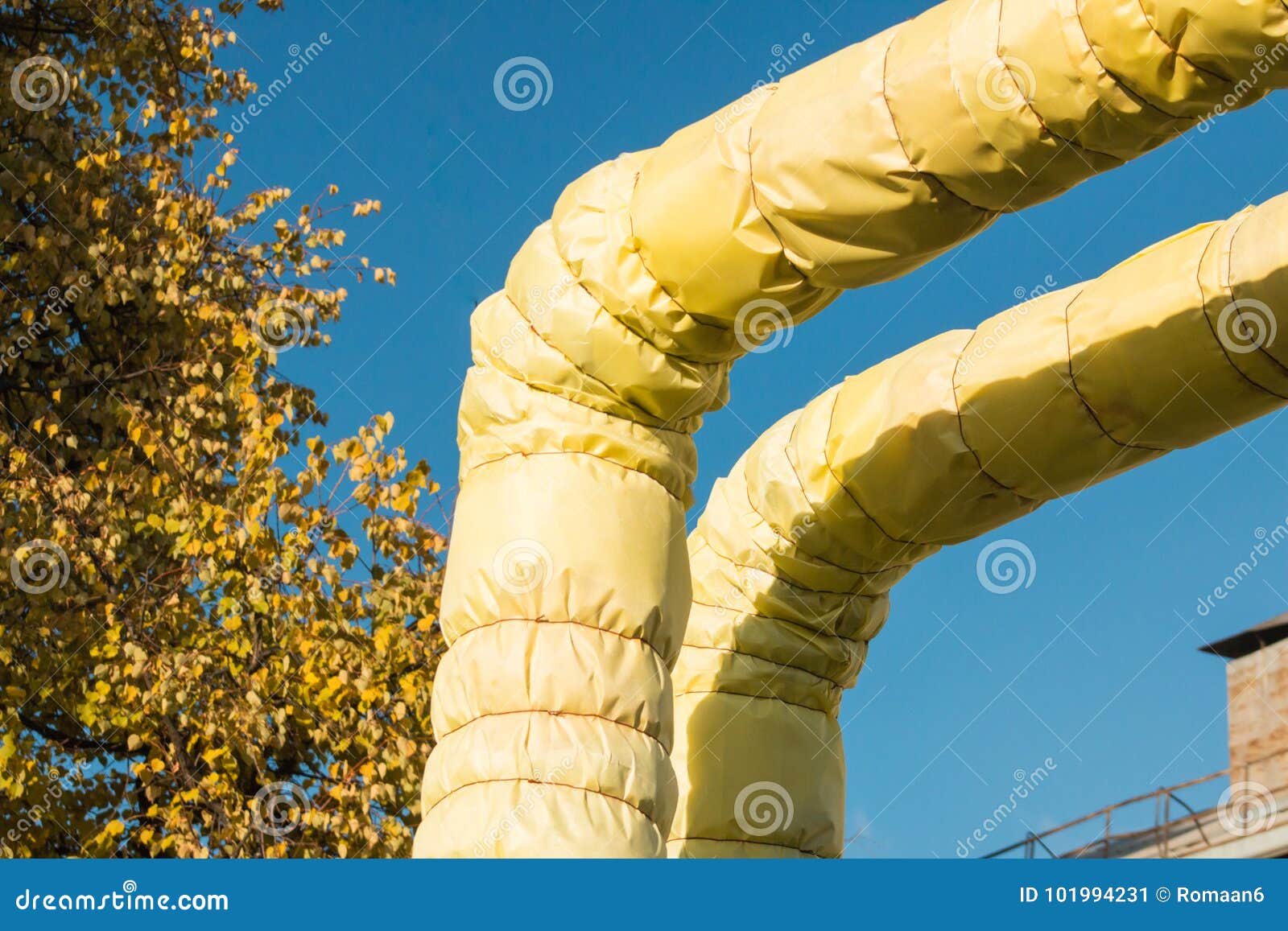 Heat Insulation of Hot Water Pipes in Autumn Stock Image Image of