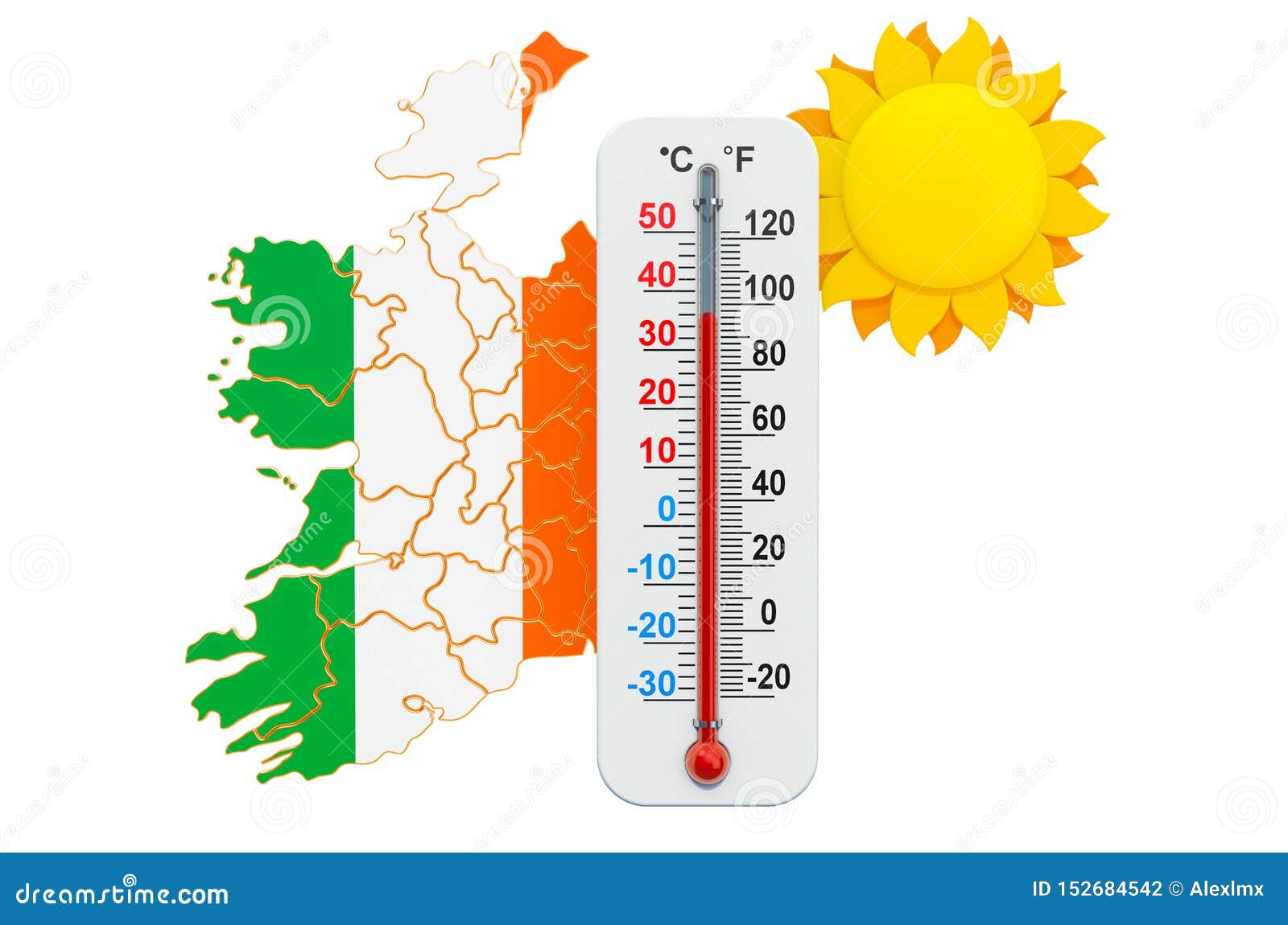 Heat in Ireland Concept. 3D Rendering Stock Illustration Illustration