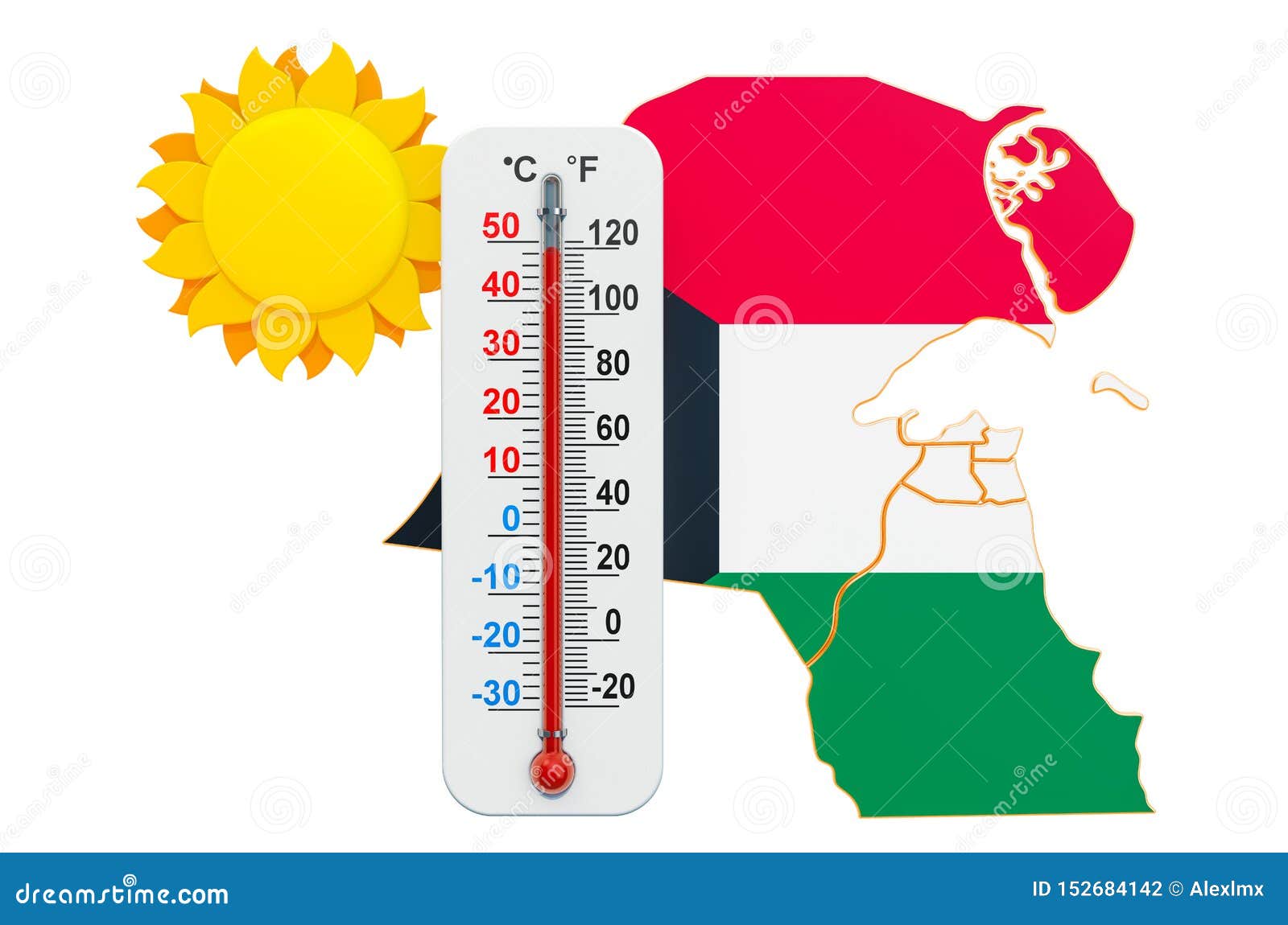 Heat in Kuwait Concept. 3D Rendering Stock Illustration Illustration