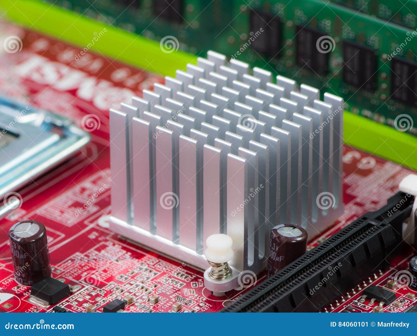 Heat Sink On A Computer Motherboard Stock Image Image Of