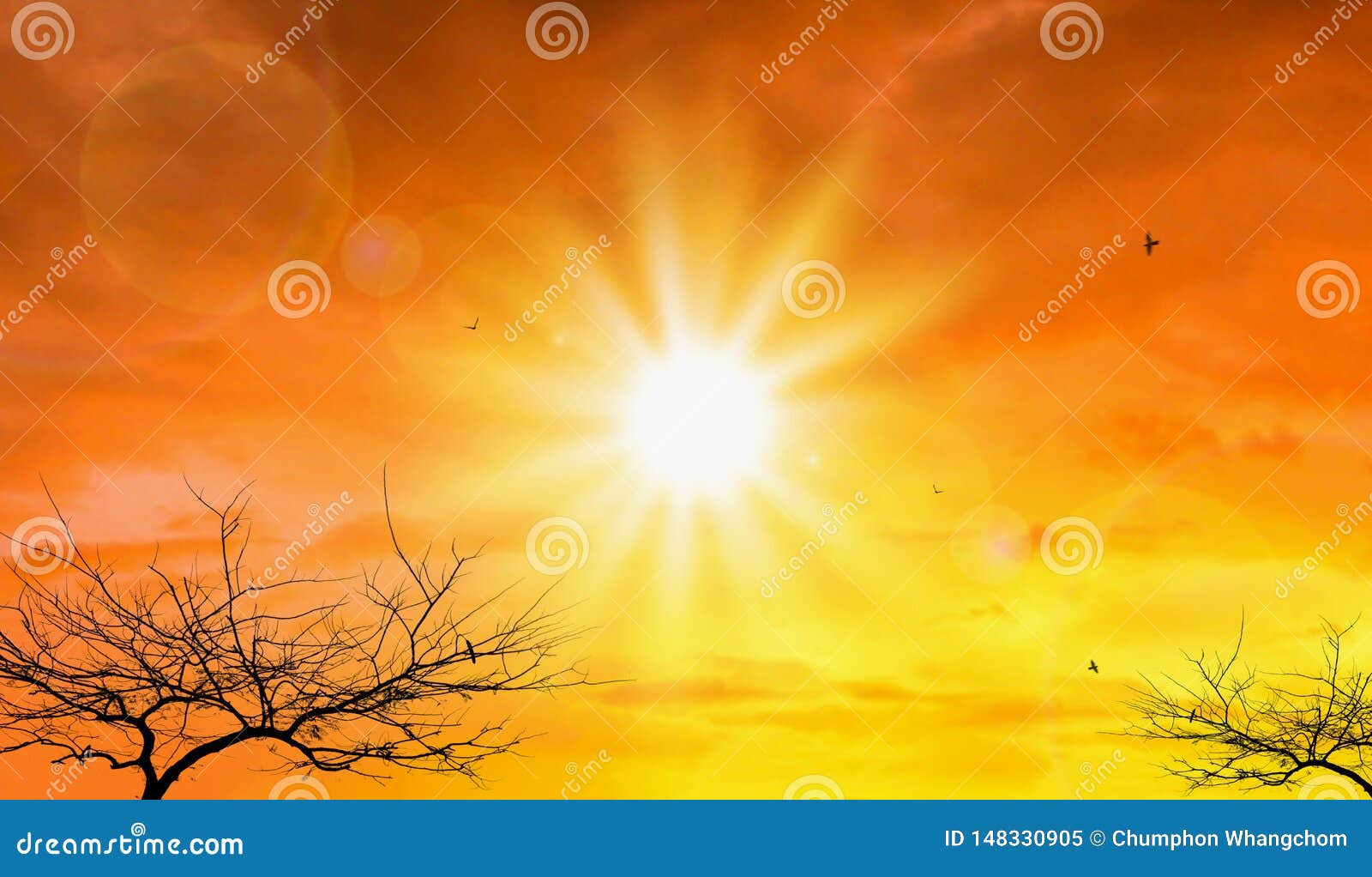Heat Wave of Extreme Sun and Sky Background. Hot Weather with ...