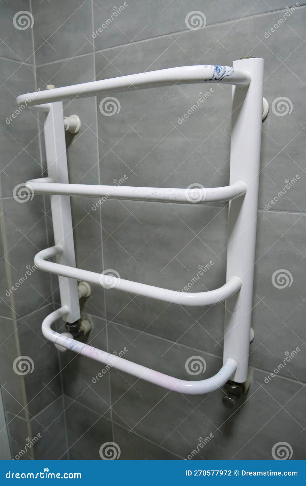 Heated Towel Rail in Bathroom Stock Photo Image of apparatus, device