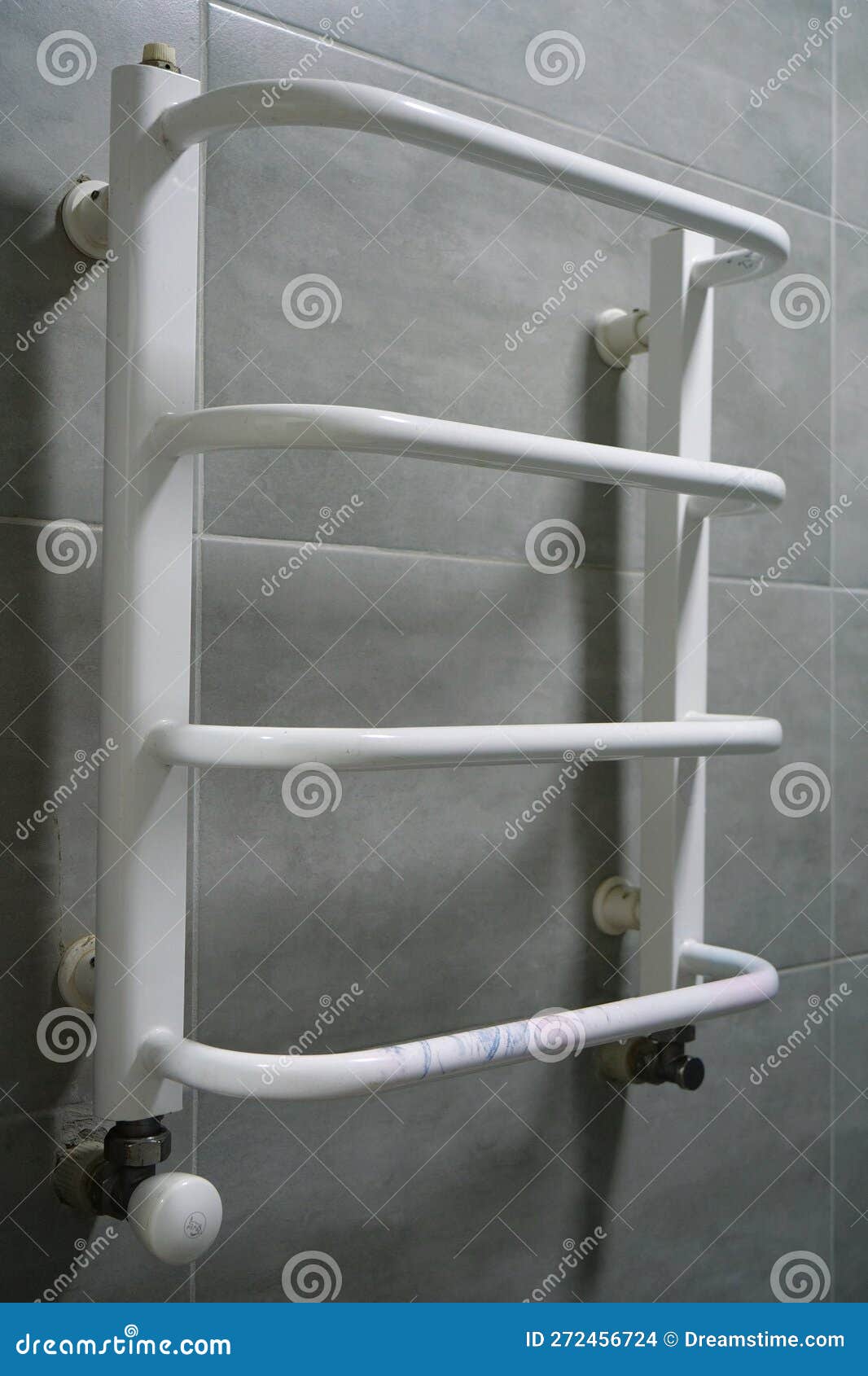 Heated Towel Rail in Bathroom Stock Photo Image of ceramic