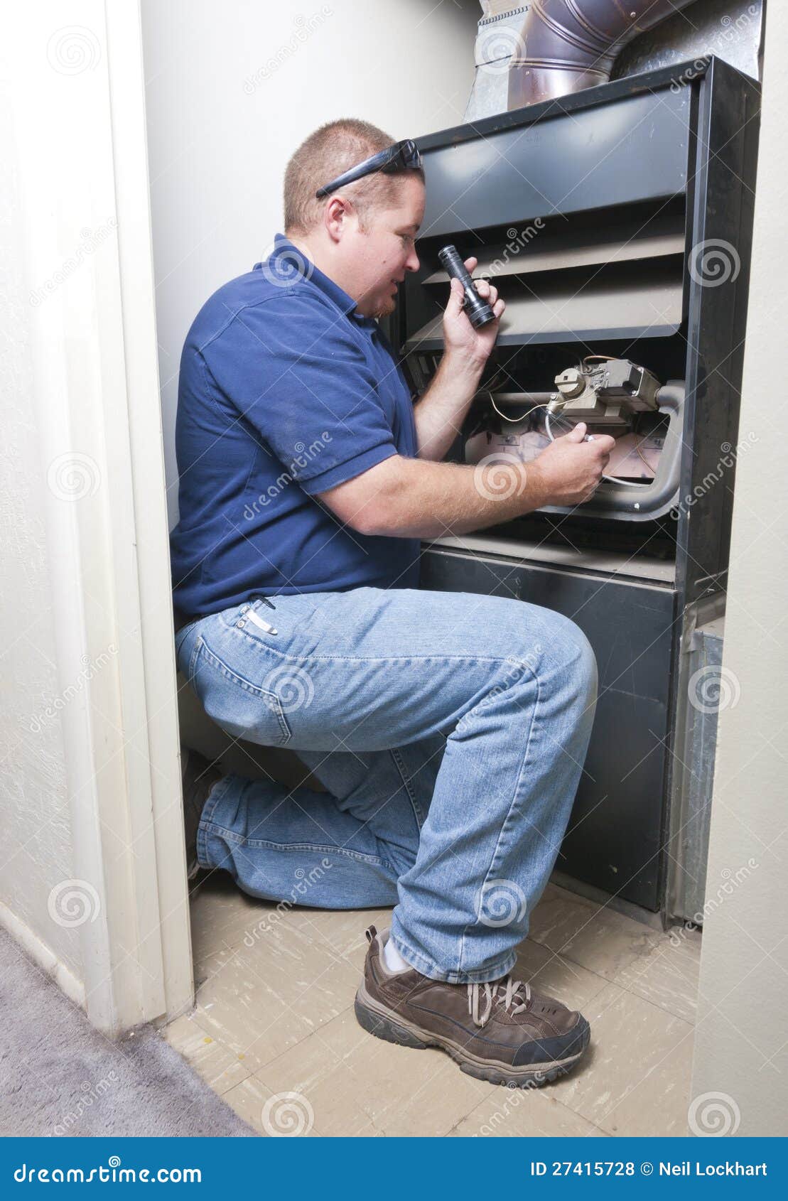 Heater Repair Man stock photo. Image of repair, jeans 27415728
