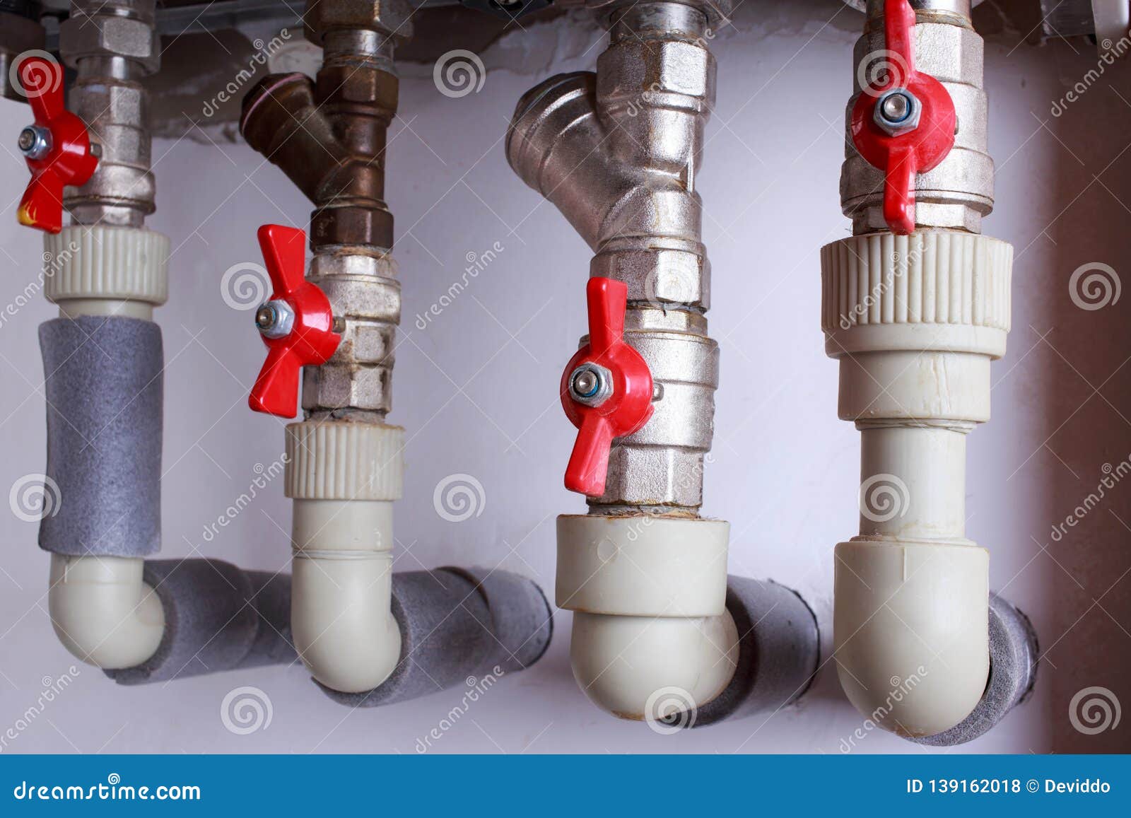Heater system with taps stock photo. Image of construction - 139162018