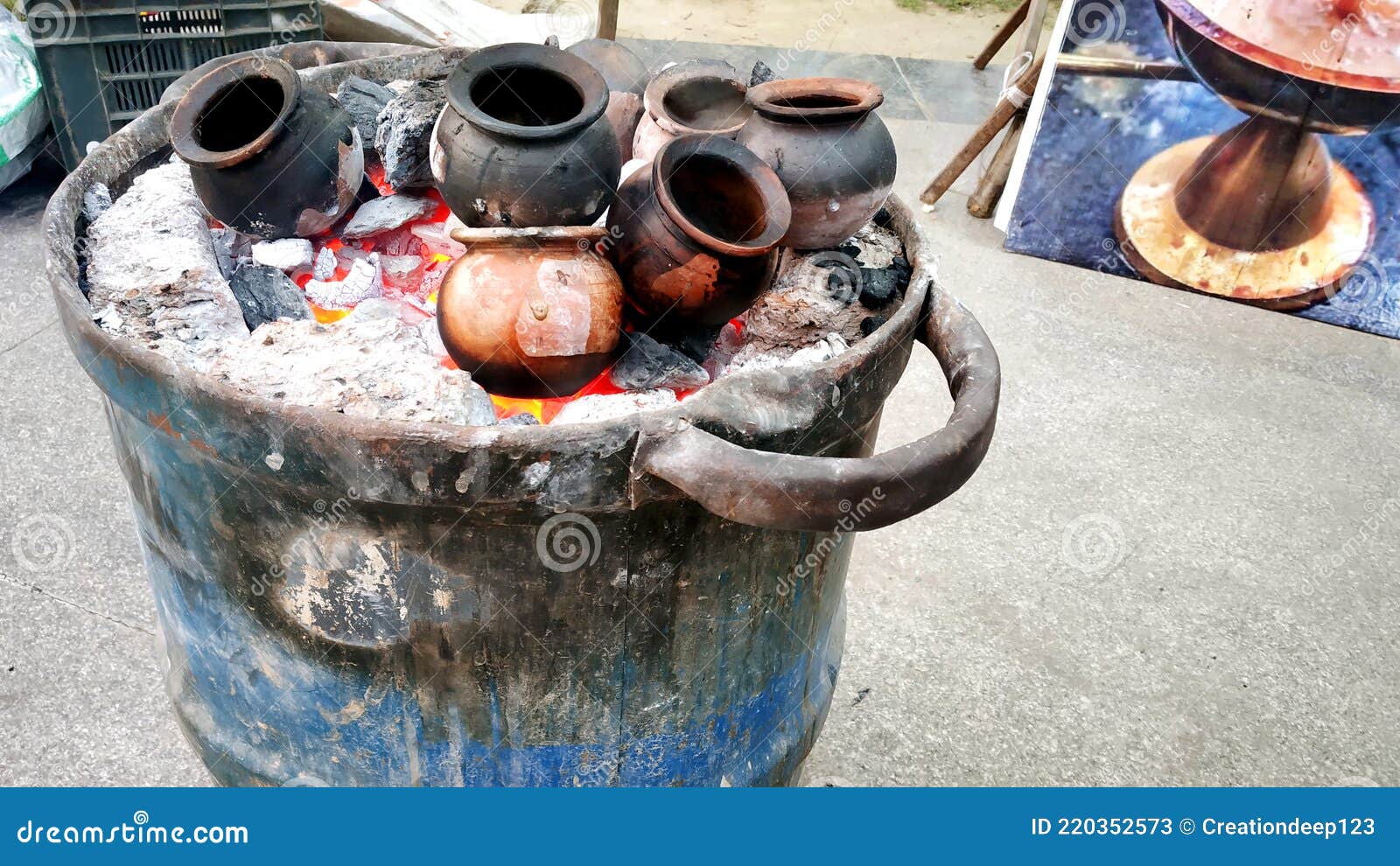 Heating Clay Pots in Coal To Make Tea Stock Image Image of