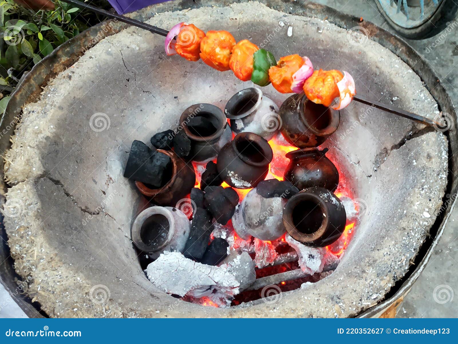 Heating Clay Pots in Coal To Make Tea Stock Image Image of roadside