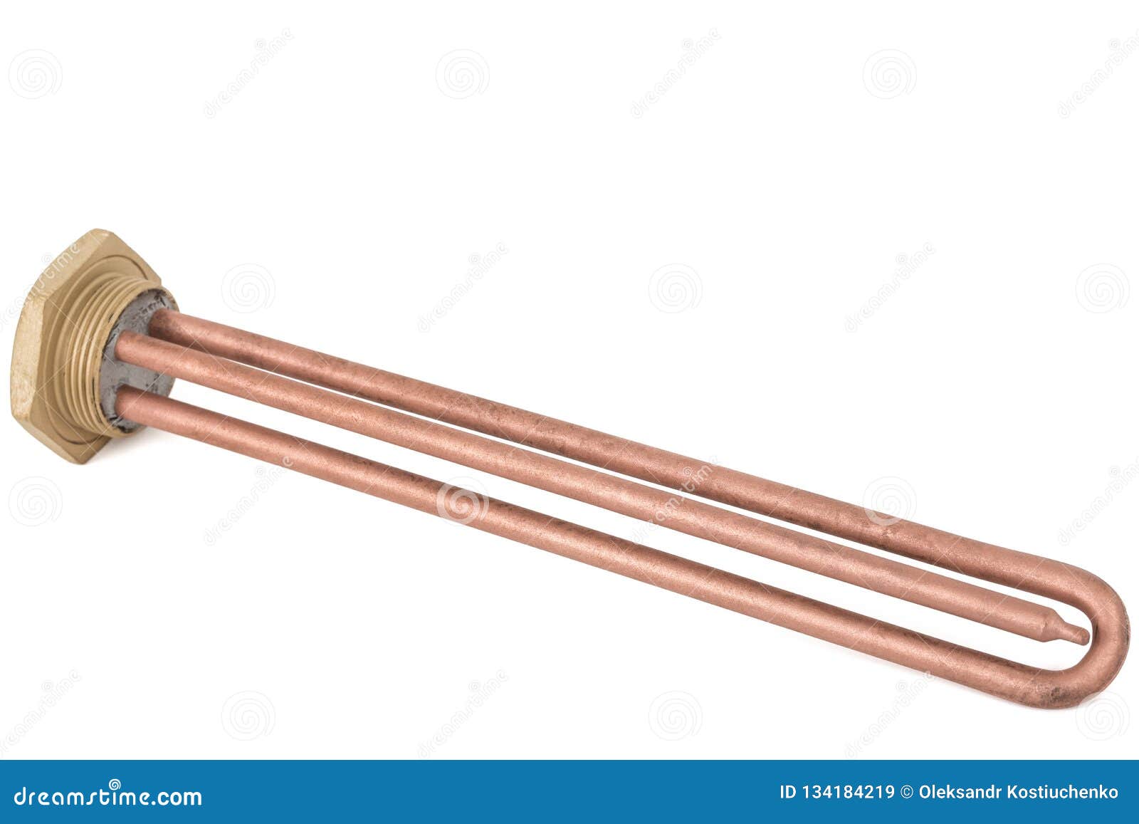 Heating Elements for Heating Water in Domestic Water Heaters, Isolated on White Background Stock