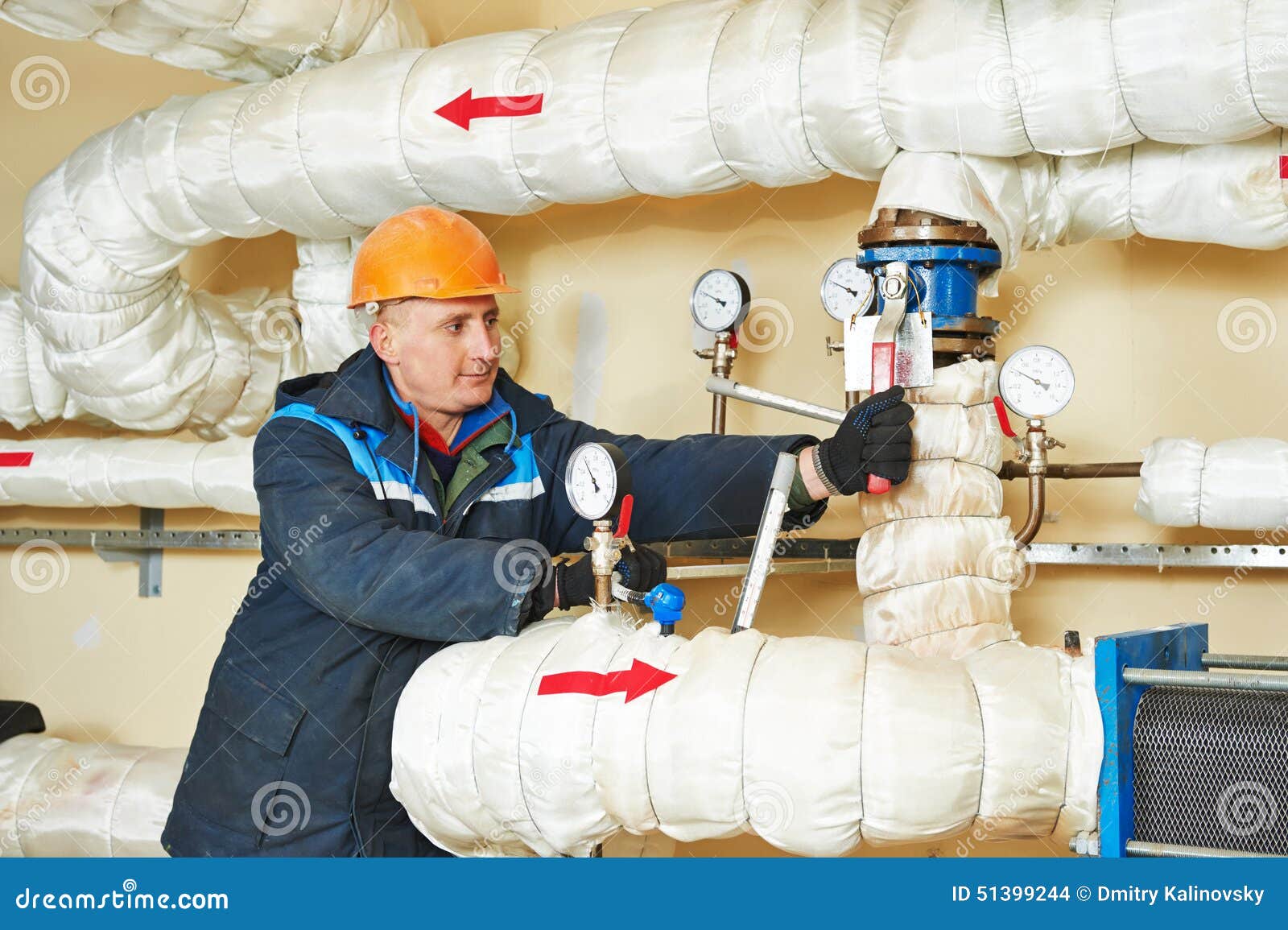 Heating Engineer Repairman in Boiler Room Stock Photo Image of