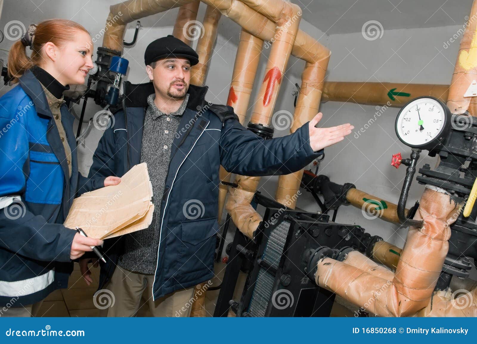 Heating Engineers in Boiler Room Stock Photo Image of pressure, pipe