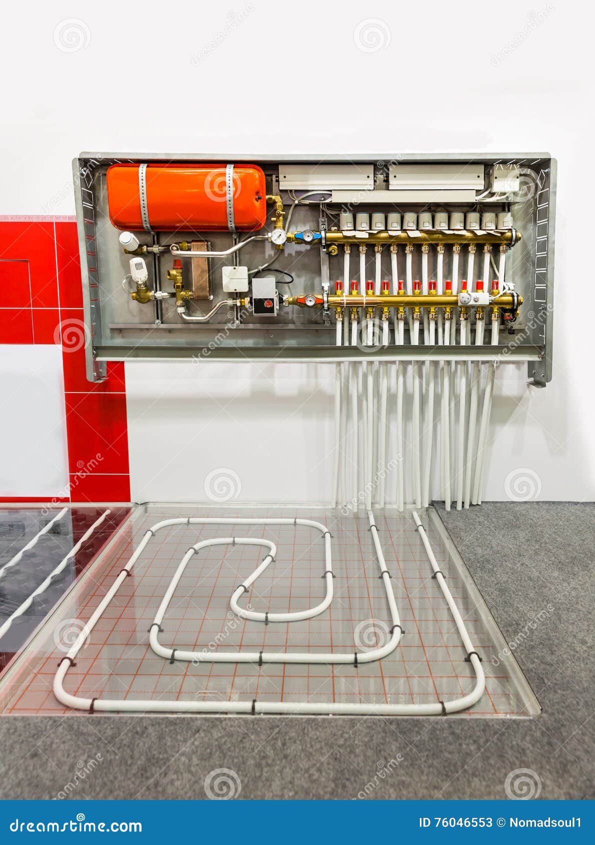Heating floor system stock image. Image of appliance 76046553