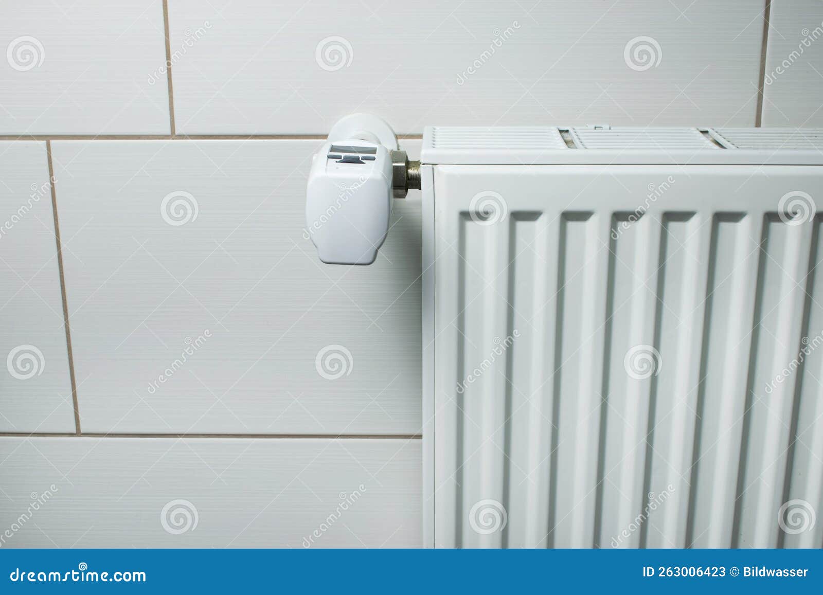 Heating with Panel Radiator and Heat Cost Allocator and Thermostat on