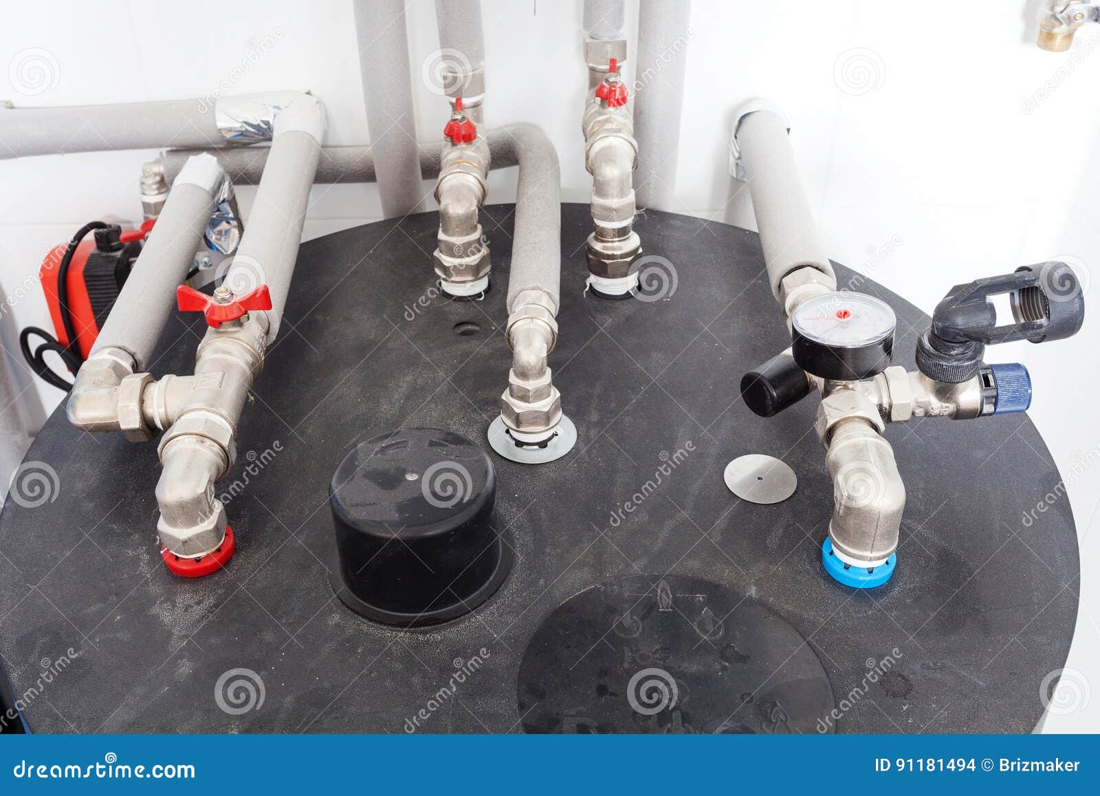 Heating Pipelines and Temperature Indicators in Boiler Room. Stock Photo Image of heat