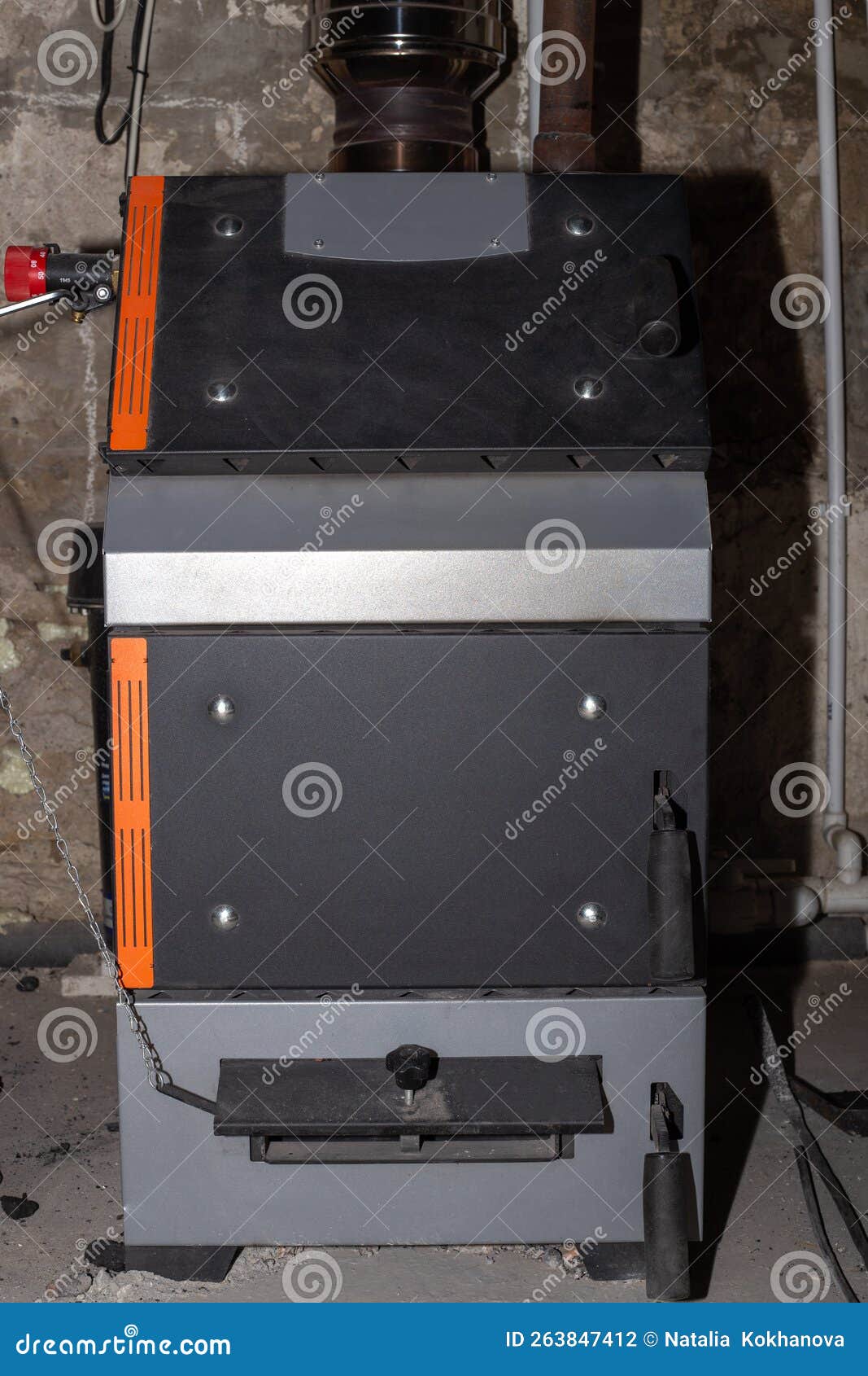 Heating Solid Fuel Boiler with Draft Regulator for Heating the House