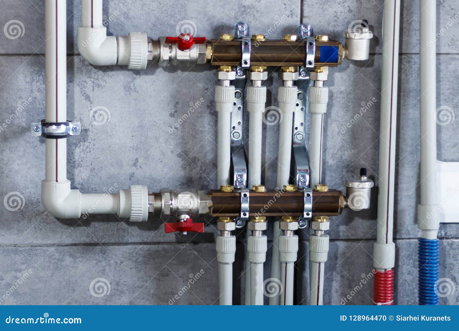 Heating System with Plastic Pipes, Valves and Other Equipment in the