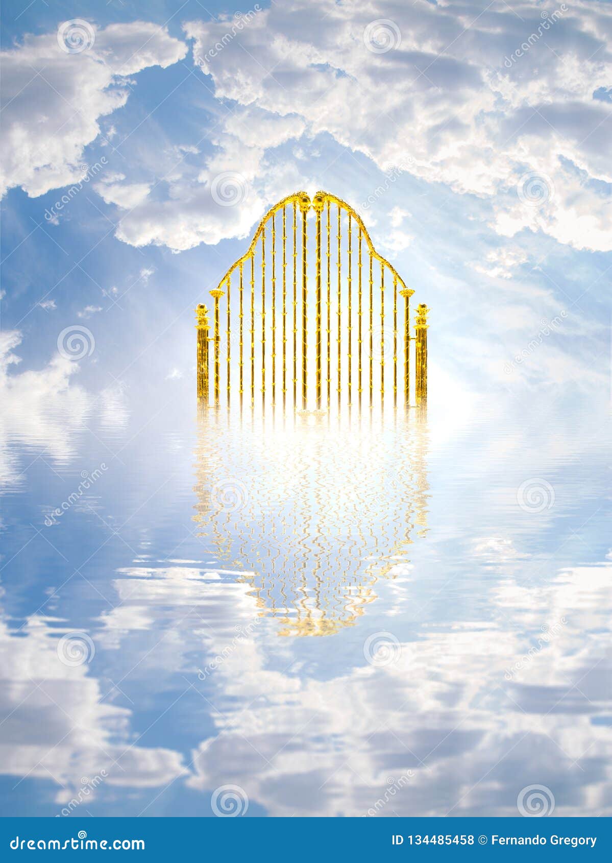 Gold Heavens Gate in the Sky / 3D Illustration Stock Illustration -  Illustration of fence, gold: 134485458