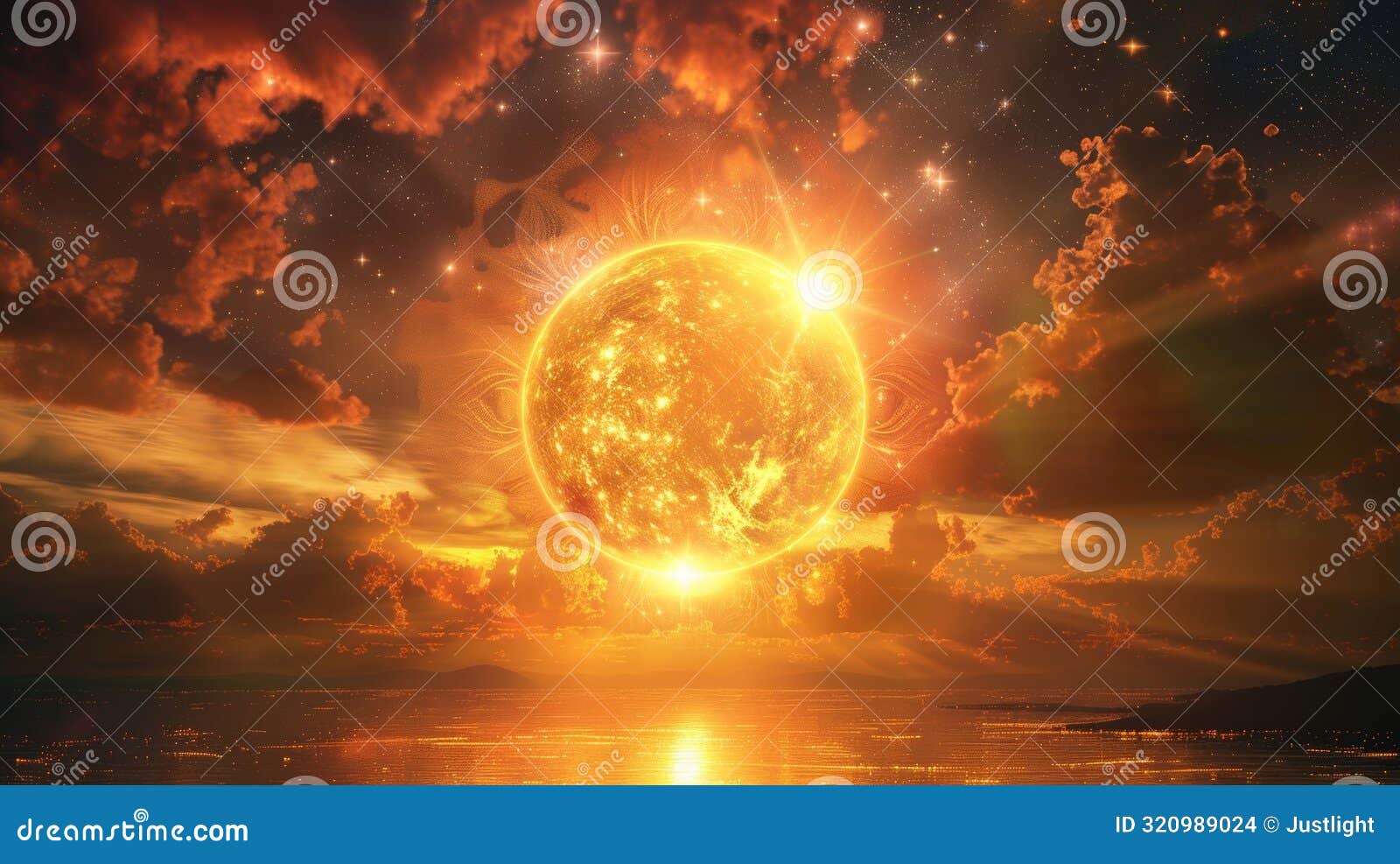the heavens are alight with a glowing orb its size and radiance unparalleled