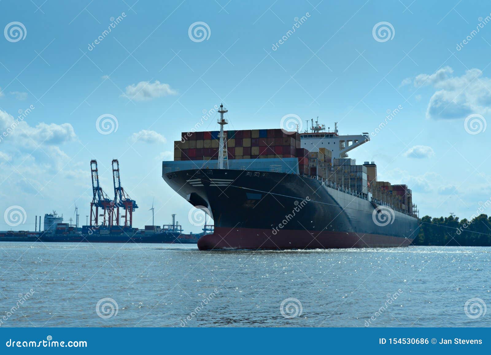 Heavily Loaded Cargo Ship / Tanker / Freighter Stock Photo Image of
