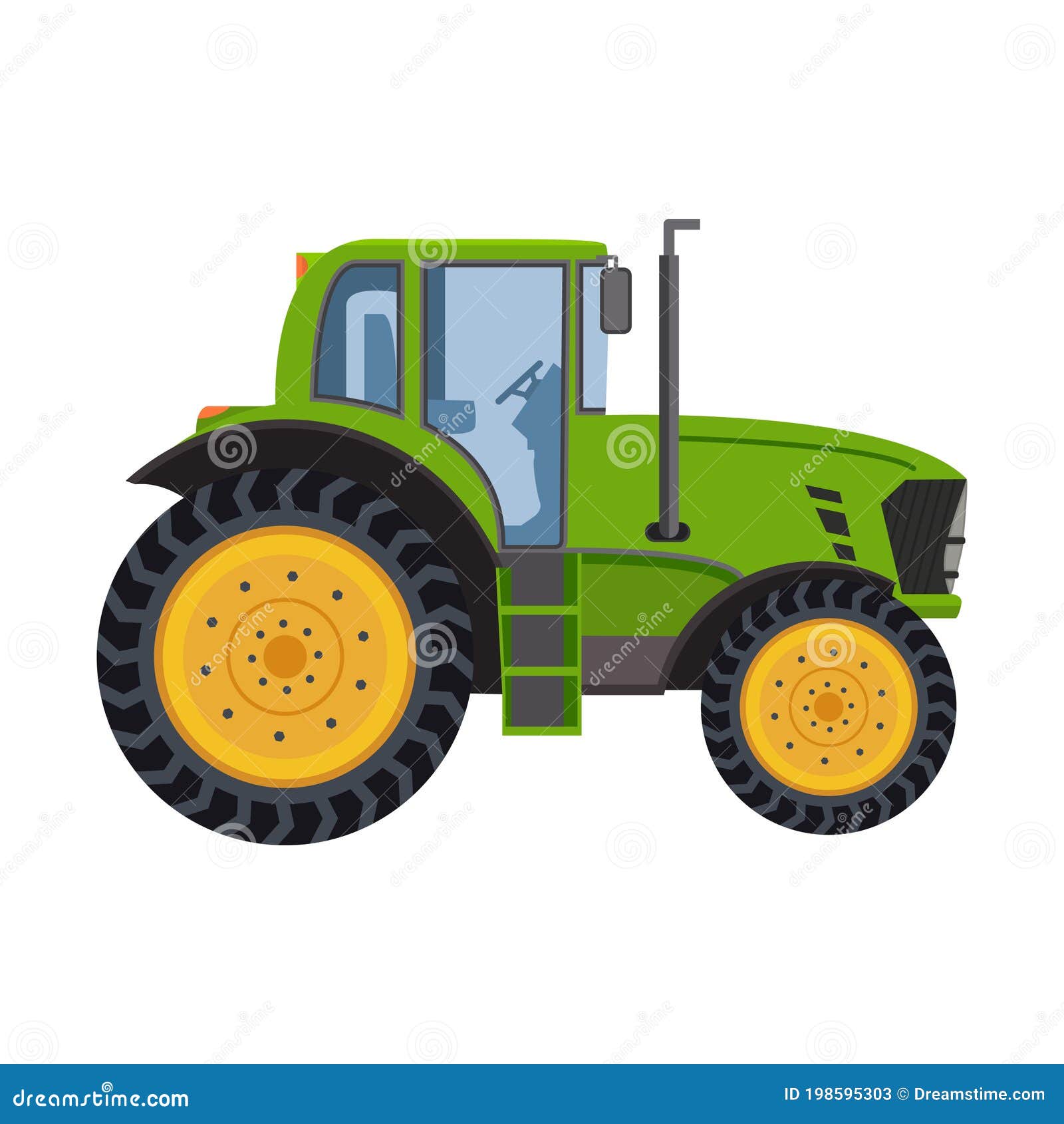 Vector drawing of farm tractor in green color