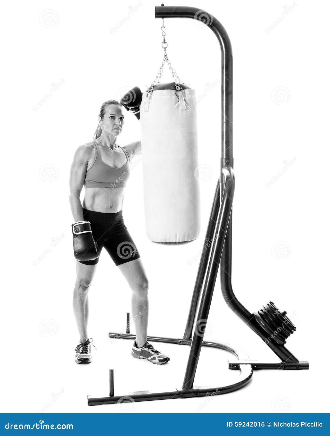 Heavy Bag Exercise stock photo. Image of grayscale, person 59242016
